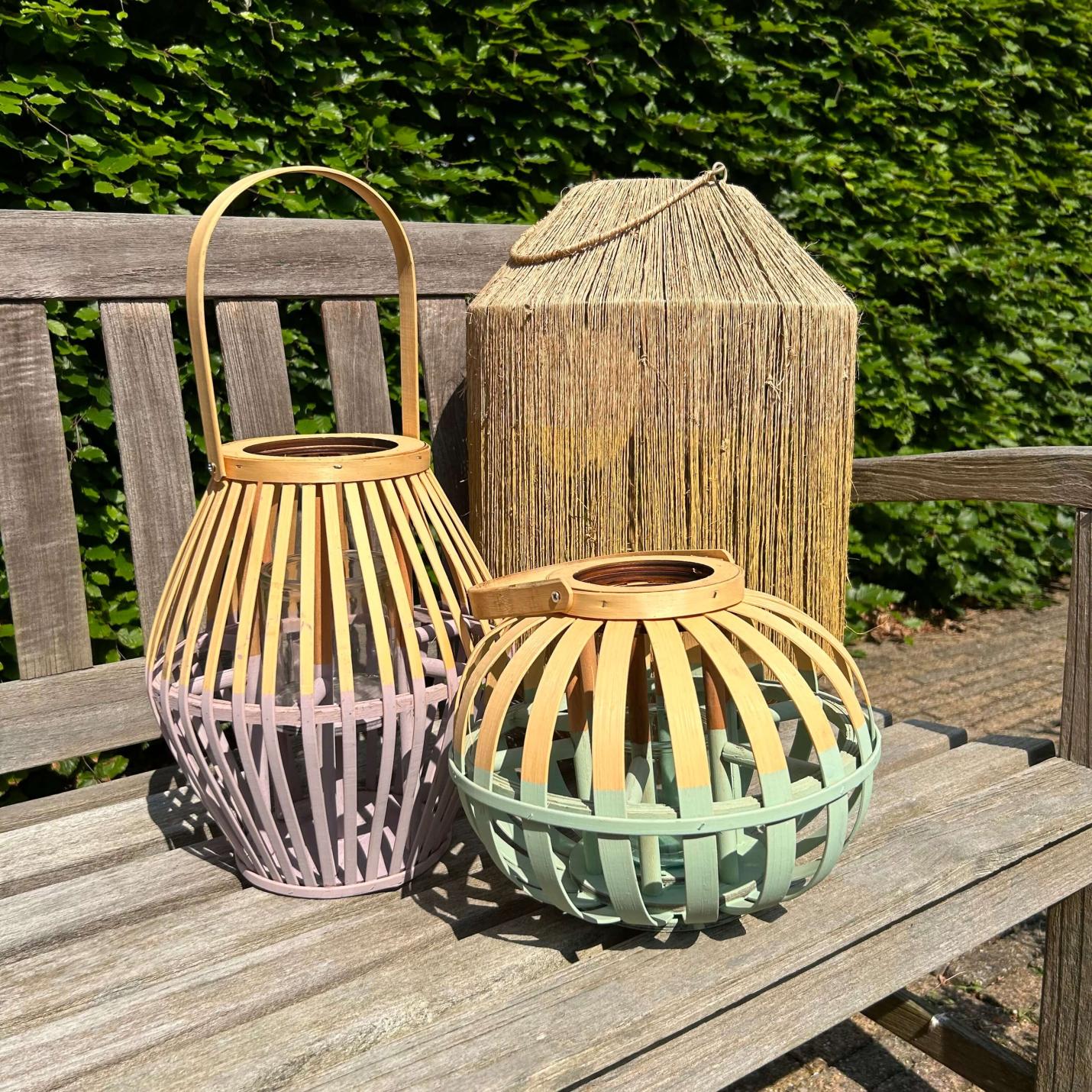 Lantaarn bamboe in lila 30cm hoog; Afbeelding: 2