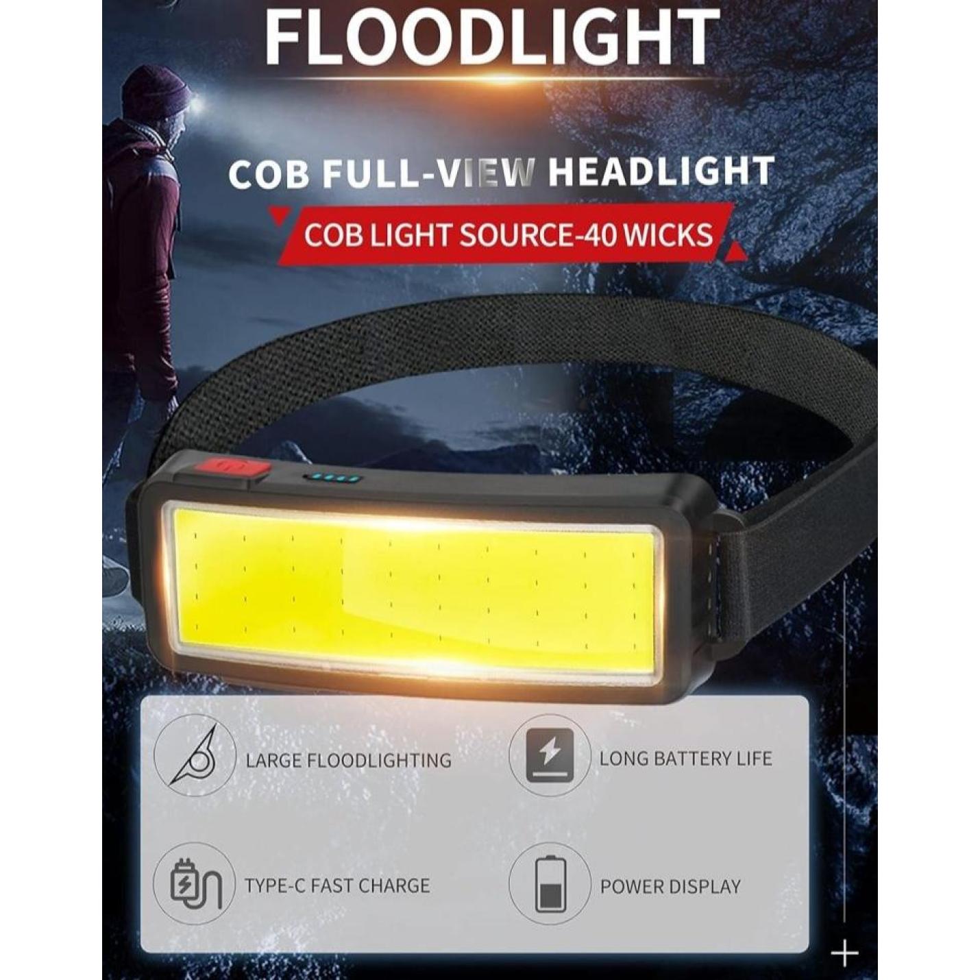 Led-hoofdlamp, hoge lumen, USB, oplaadbaar, COB-projector, lichte koplamp, waterdicht, onderhoud en constructie van de auto, werklicht voor helm, fietsen, vissen in de open lucht - happygetfit.com