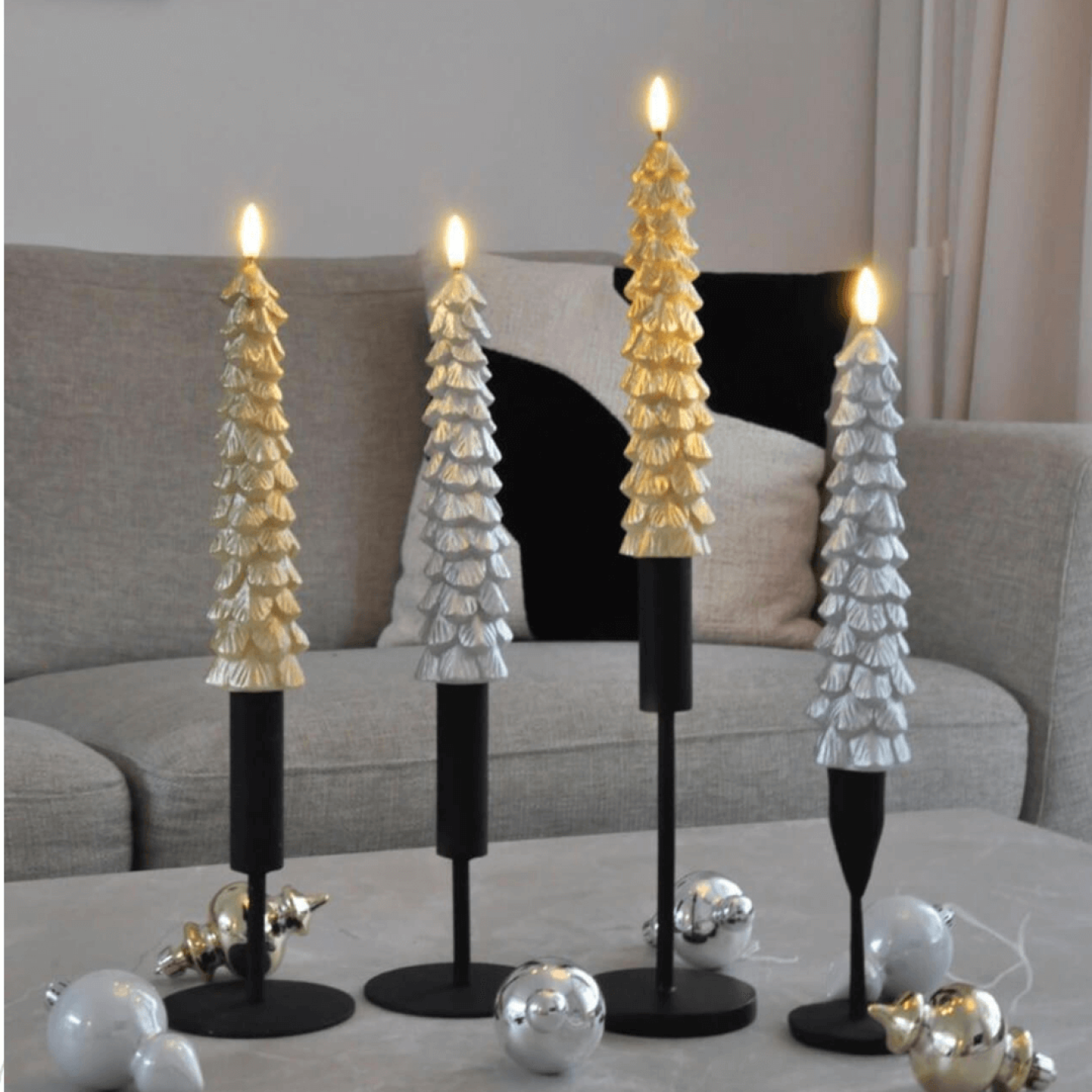 LED Kerstboom Kaarsen met Timer – Zilver, Inclusief Batterijen; Afbeelding: 2