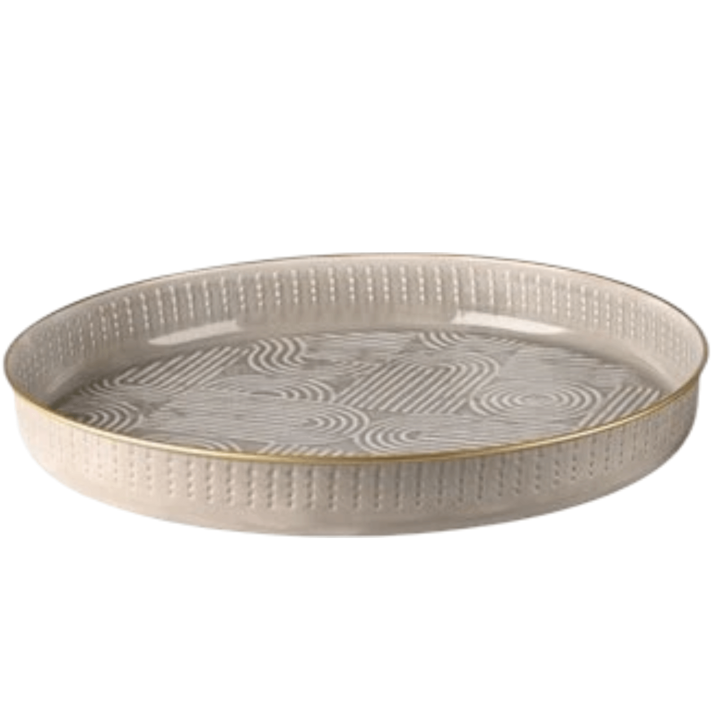 Rond IJzeren Plateau met Keramieklook in twee maten, Beige - XL Ø45cm