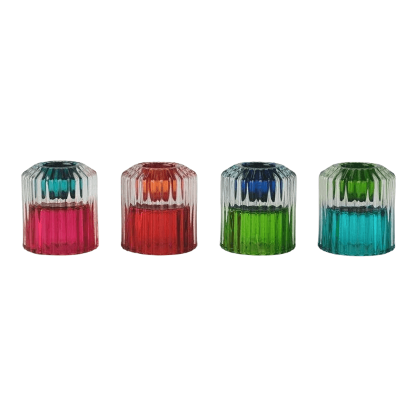 Glazen kandelaar / waxinehouder twee kleurig - appeltjes groen/ blauw; Afbeelding: 2