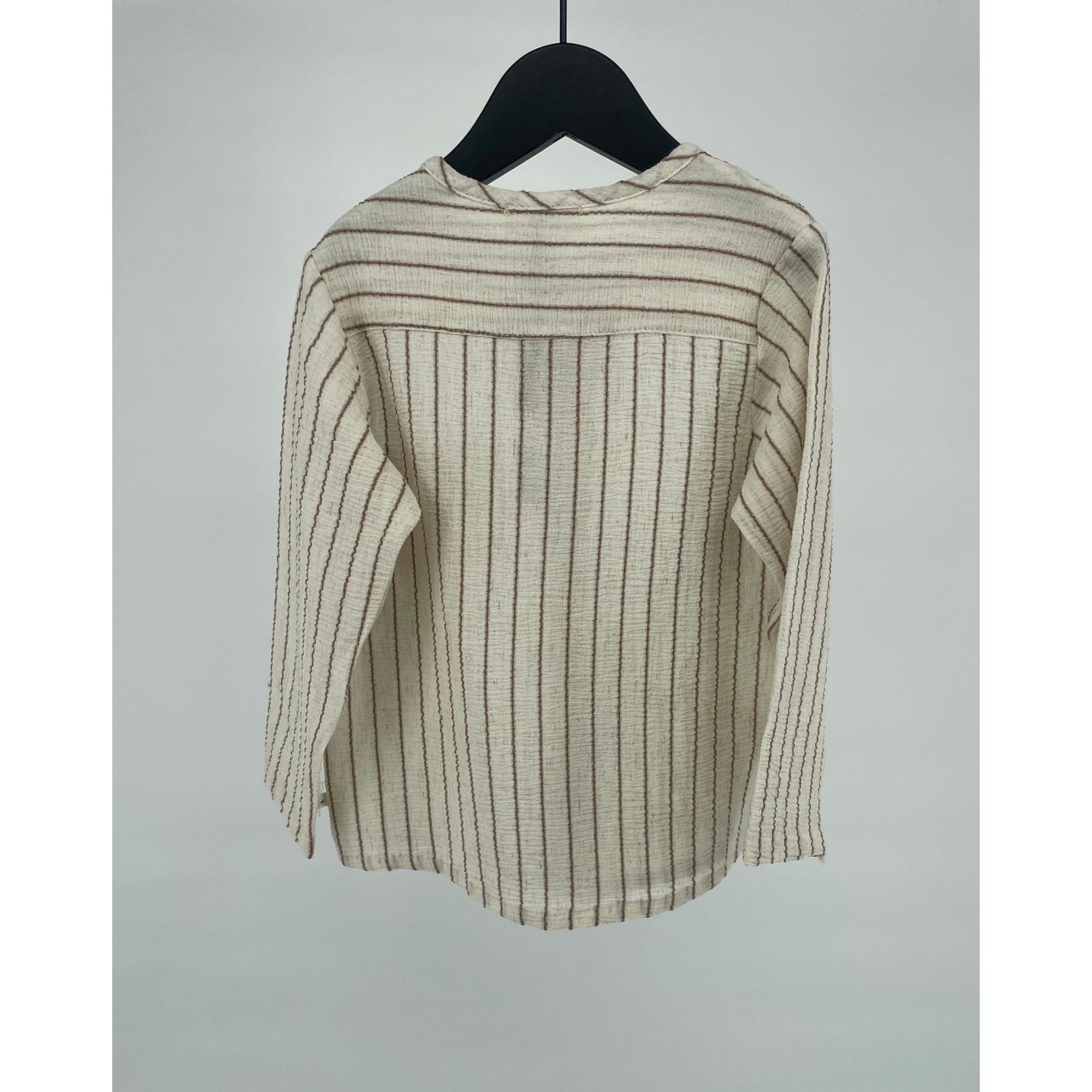 Shirt Lange Mouwen Beige Bruin Strepen Maat 92; Afbeelding: 3