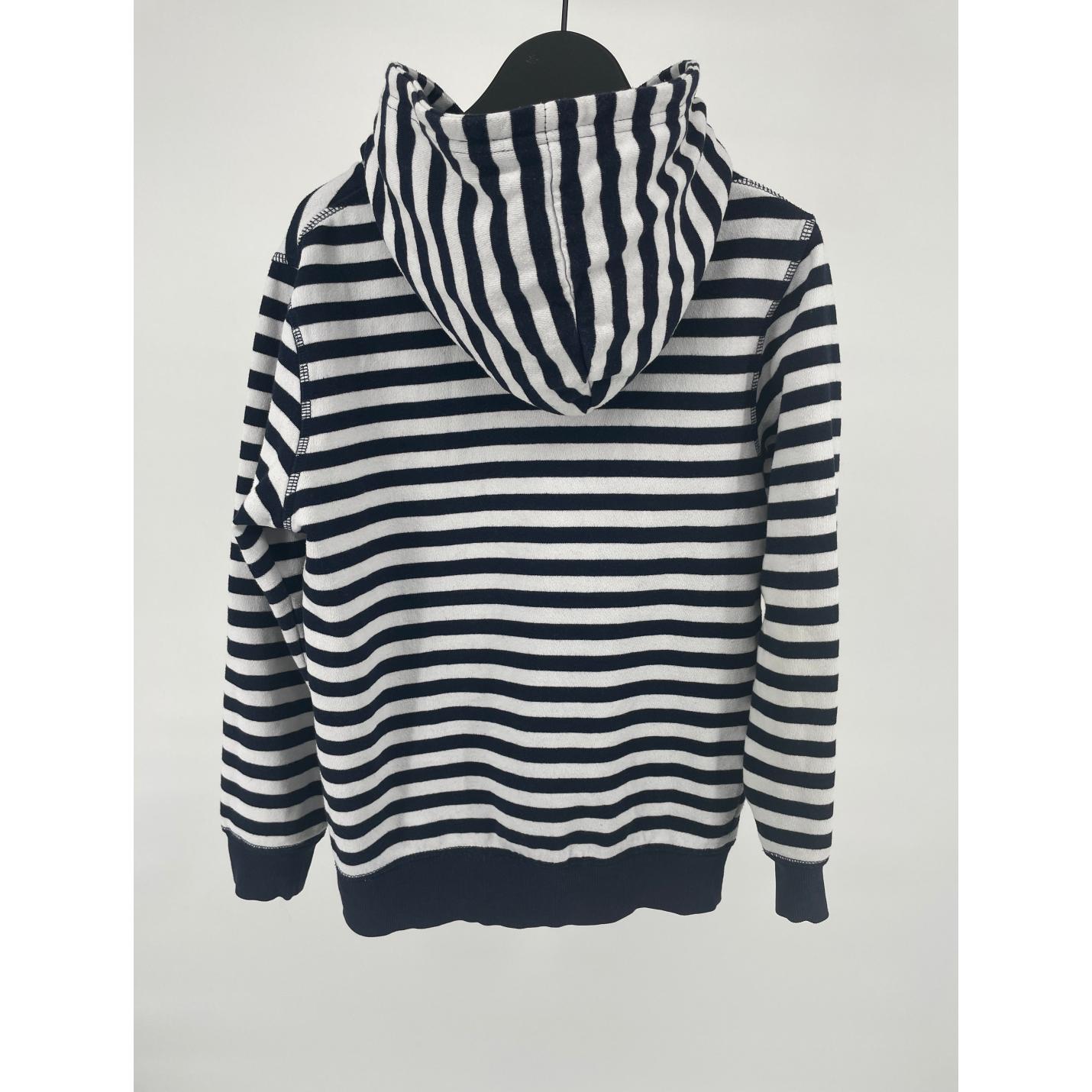 Hoodie Donkerblauw Wit Gestreept met Box Logo Maat 128 / 134; Afbeelding: 2