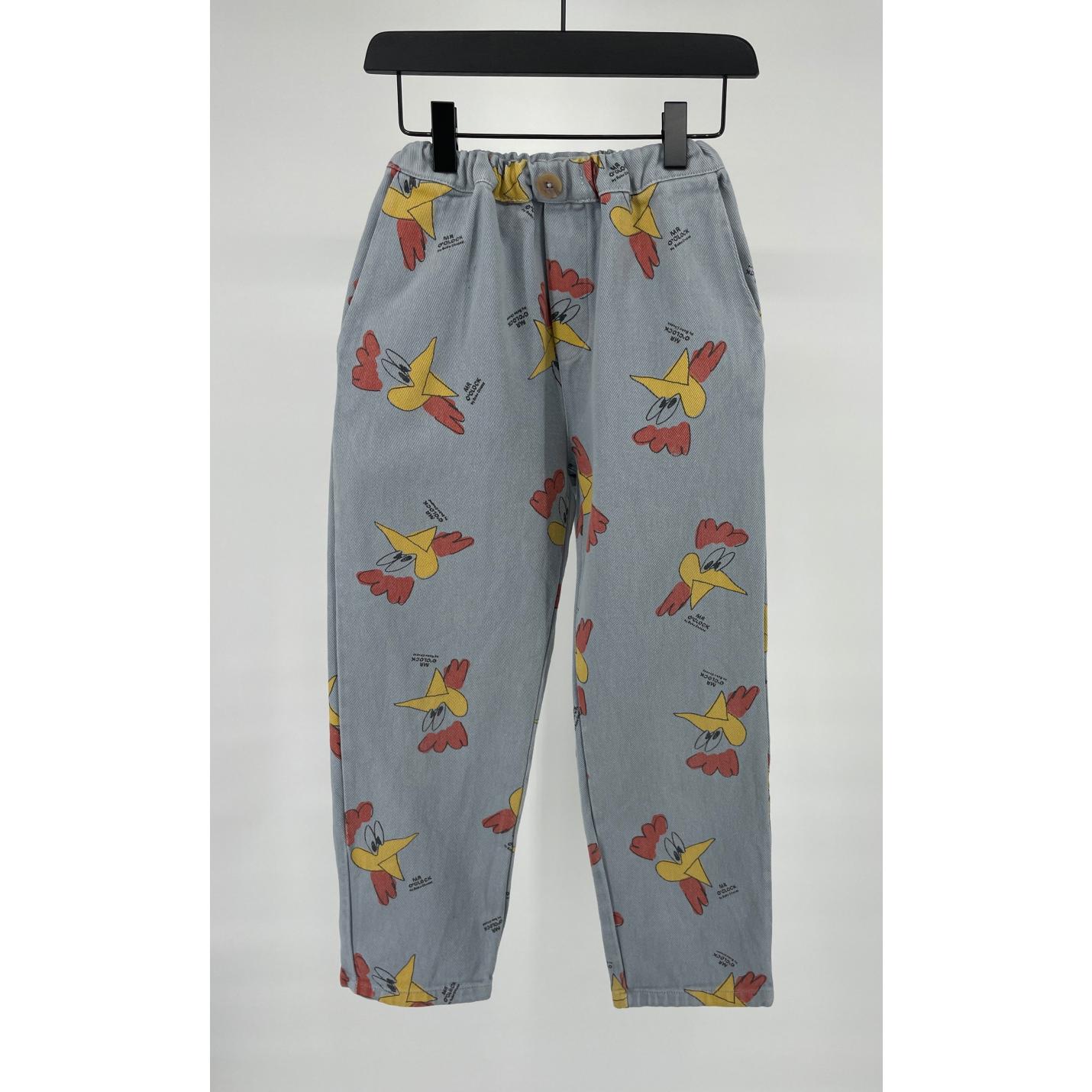 Broek Lichtblauw Hanenprint Maat 116 / 122