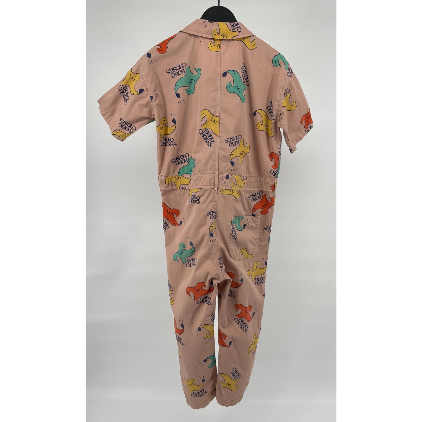 Jumpsuit Overal Beige Korte Mouw Hondjes Print Maat 116 / 122; Afbeelding: 2