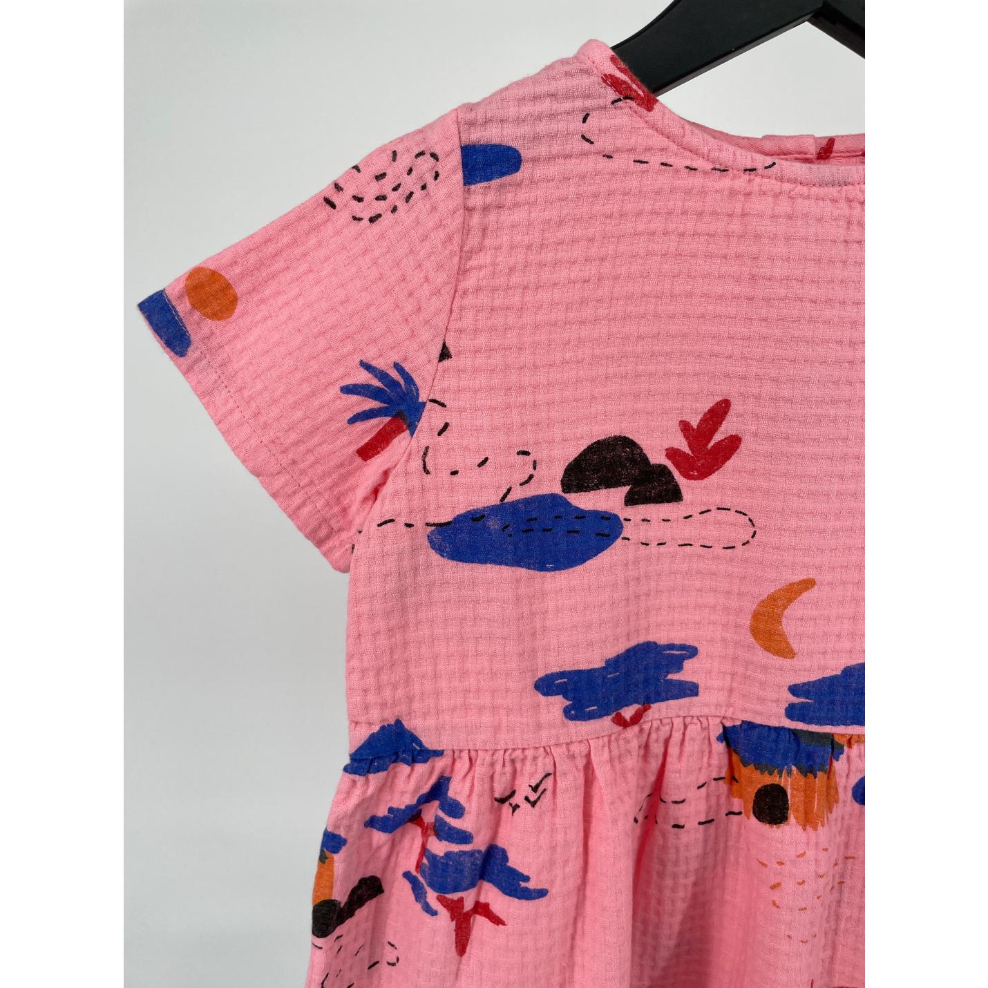 Jurk Roze Korte Mouw Afrika Print Maat 92 / 98; Afbeelding: 4