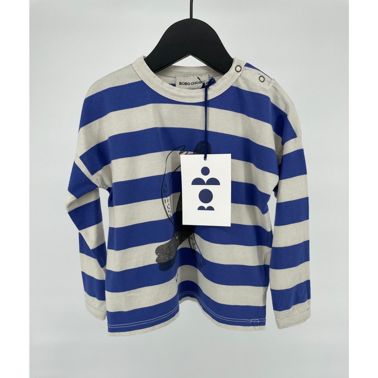 Longsleeve Blauw Wit Vogel Maat 86 / 92