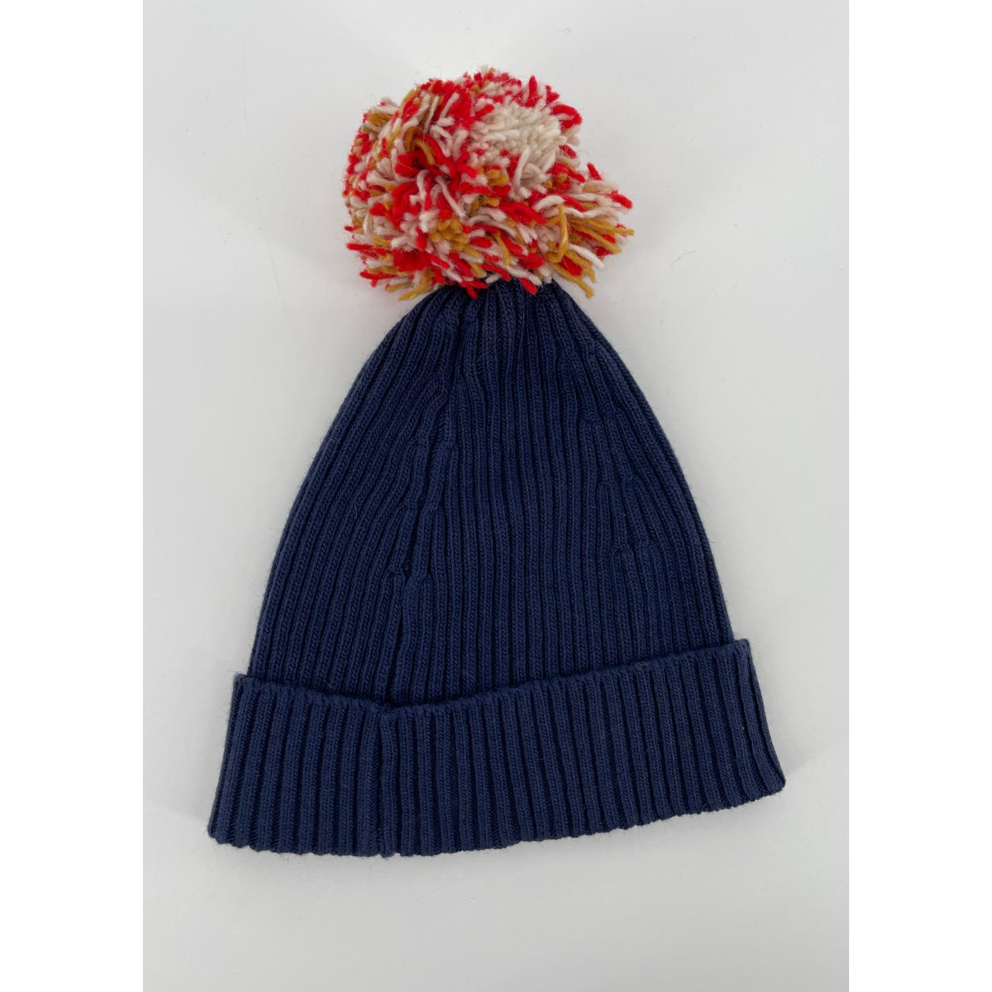 Muts Gebreid Donkerblauw Pompon Maat 1 - 2 Jaar; Afbeelding: 3