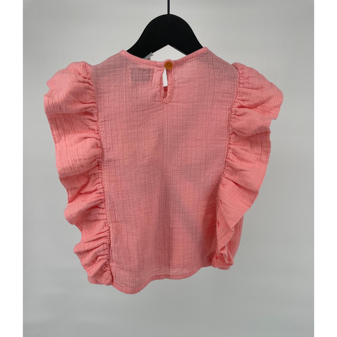 Top Mouwloos Roze Roesjes - 104 / 110 - Nieuw; Afbeelding: 4