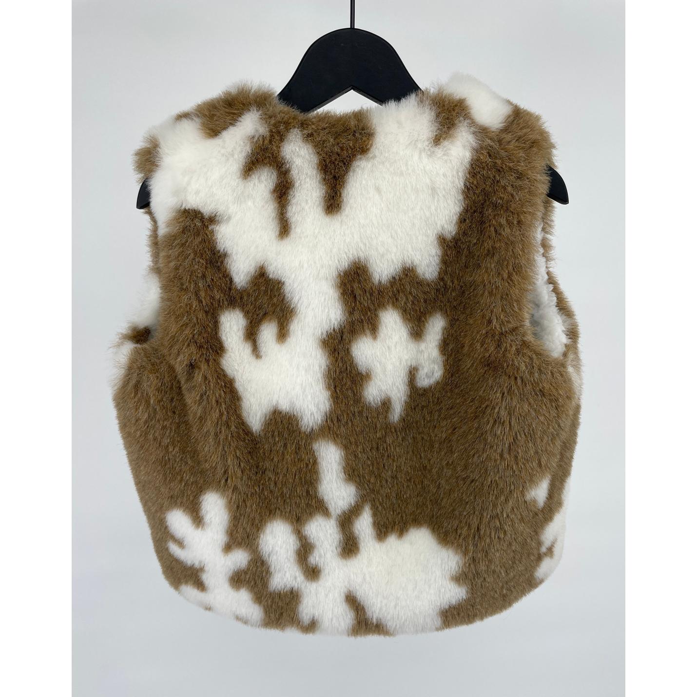 Bodywarmer Beige Bruin Faux Fur Koe Maat 134; Afbeelding: 2