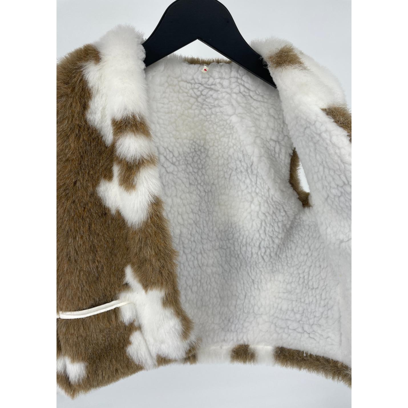 Bodywarmer Beige Bruin Faux Fur Koe Maat 134; Afbeelding: 5