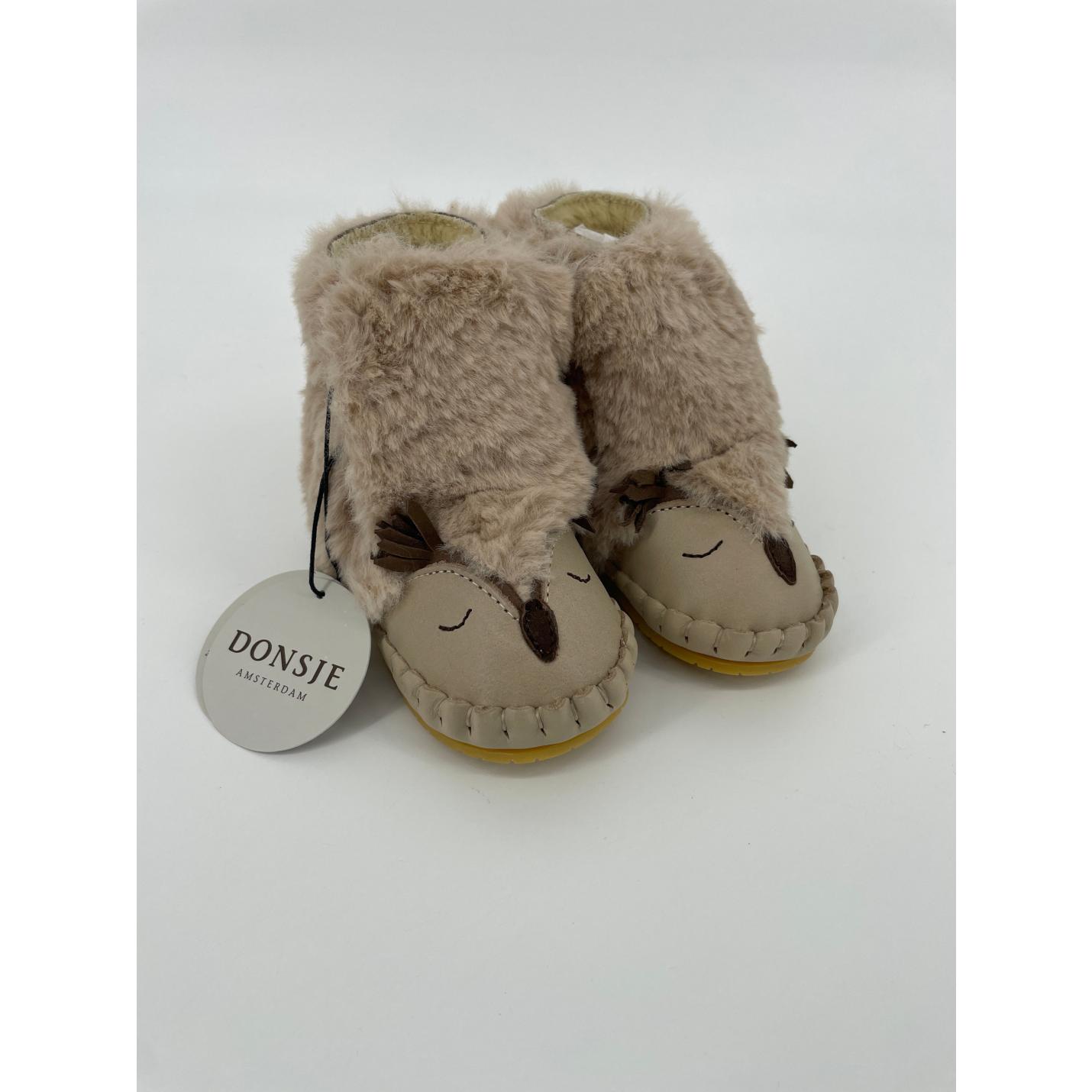 Kapi Exclusive Owl Boots Beige Leer Faux Fur Maat 20