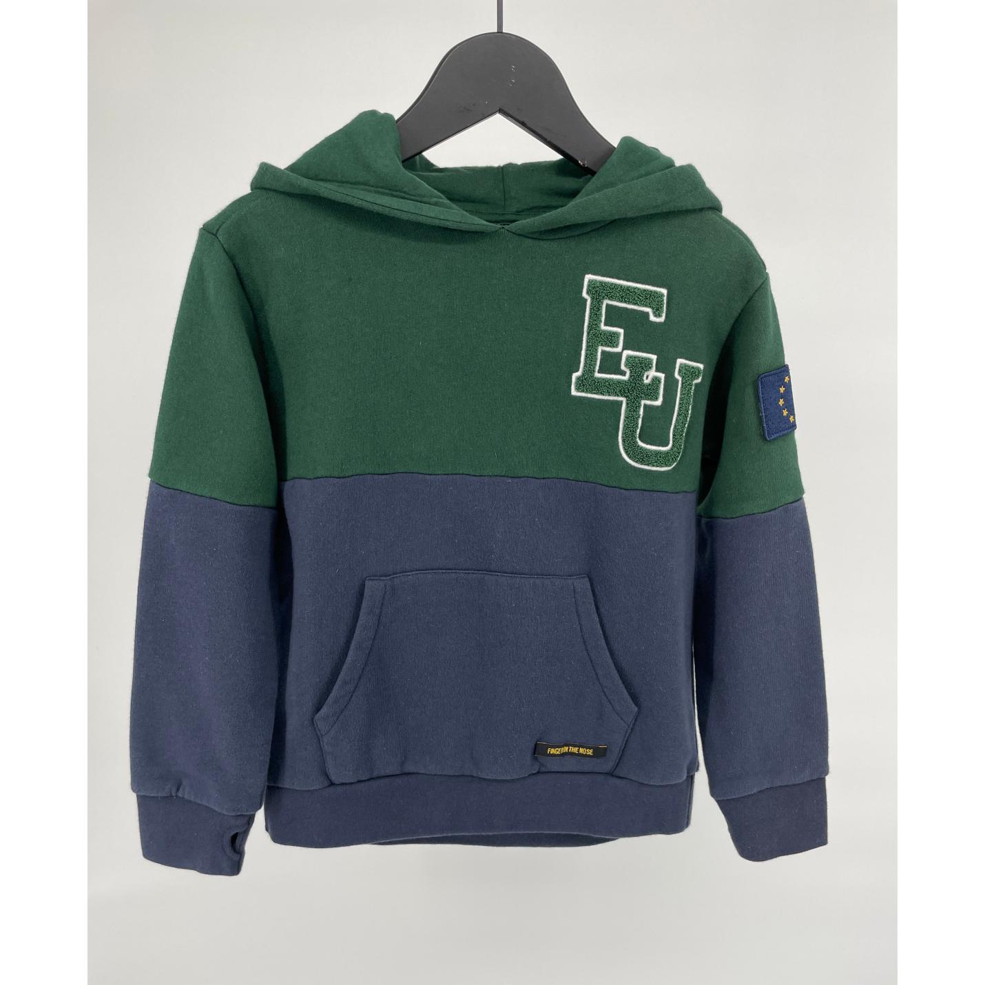 Hoodie Capuchon Groen Donkerblauw EU Maat 122; Afbeelding: 2