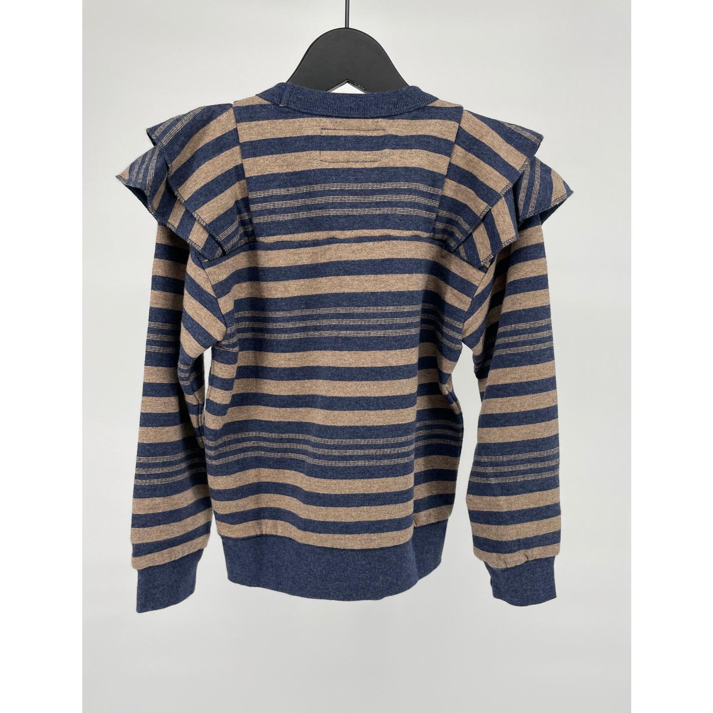 Trui Blauw Bruin Gestreept Roesjes - 110 - Nieuw; Afbeelding: 4
