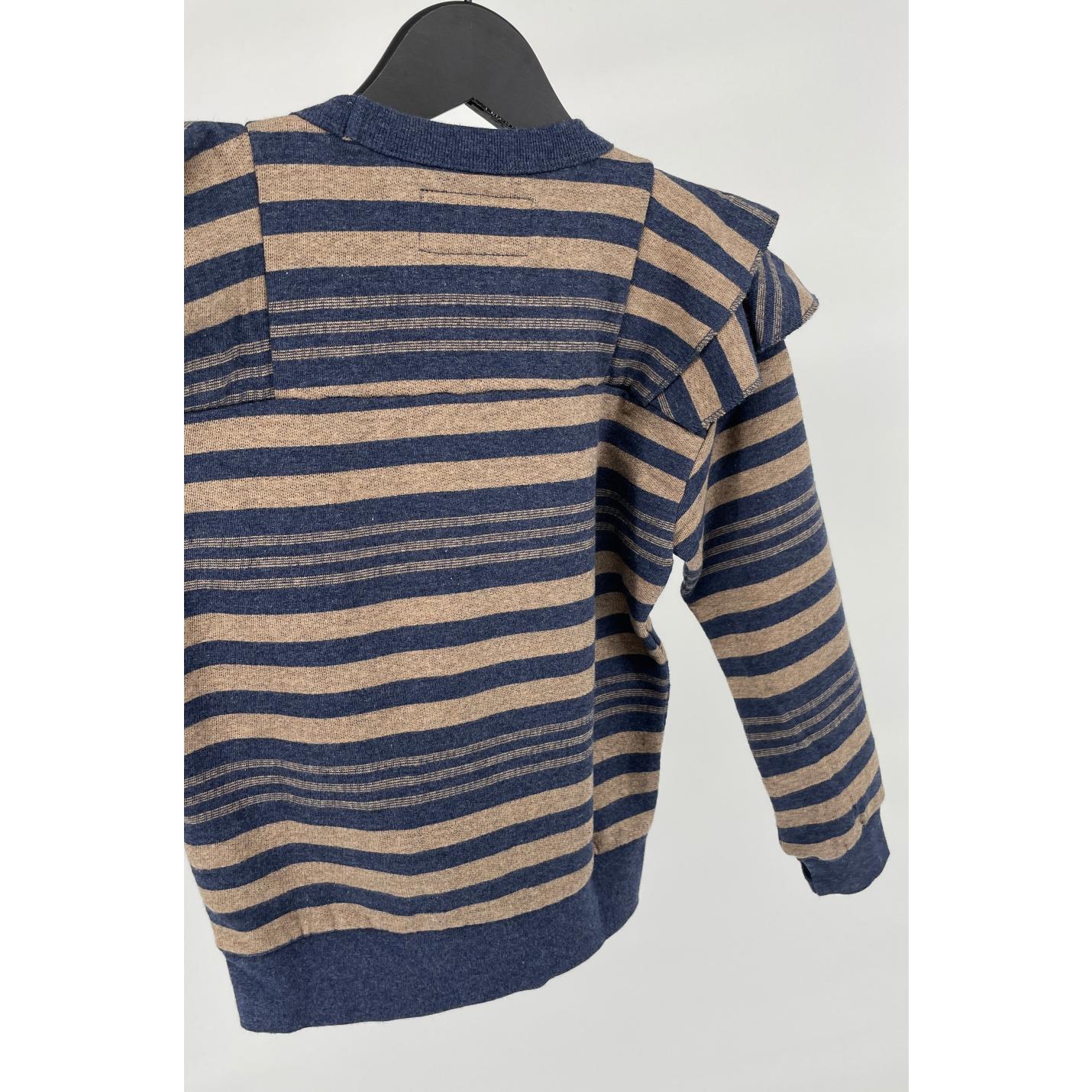 Trui Blauw Bruin Gestreept Roesjes - 110 - Nieuw; Afbeelding: 6