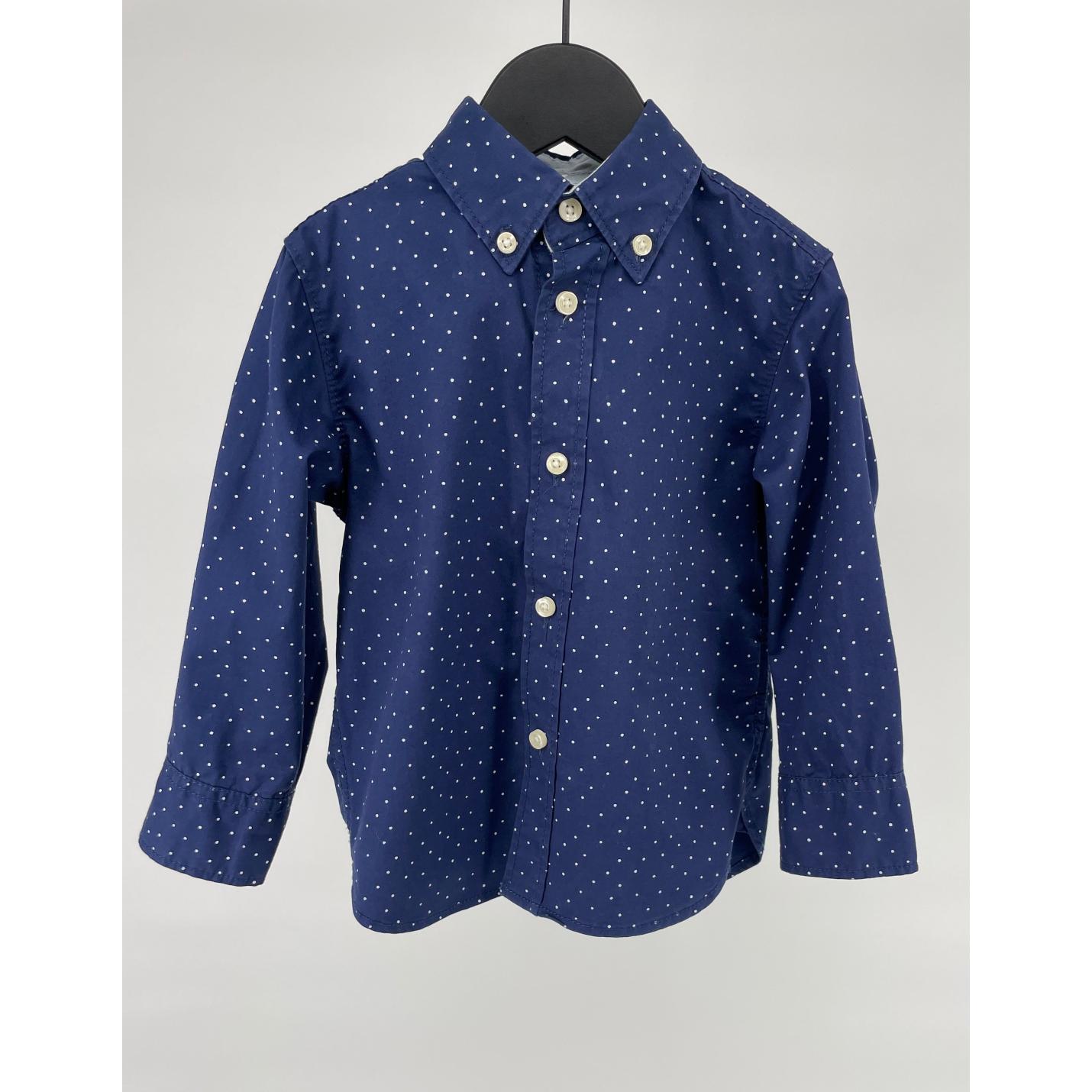 Overhemd Donkerblauw Witte Stippen Maat 92