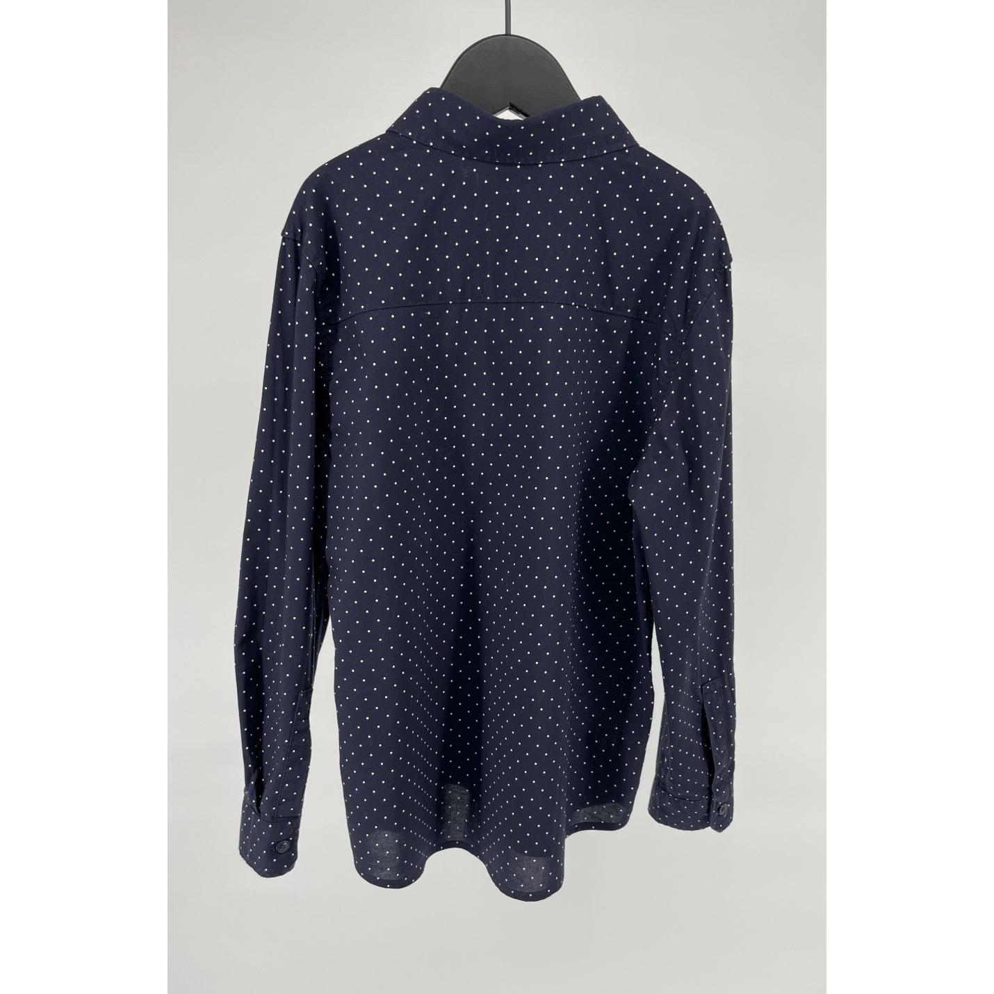 Overhemd Donkerblauw Witte Stippen - 110 - Zo goed als nieuw; Afbeelding: 3