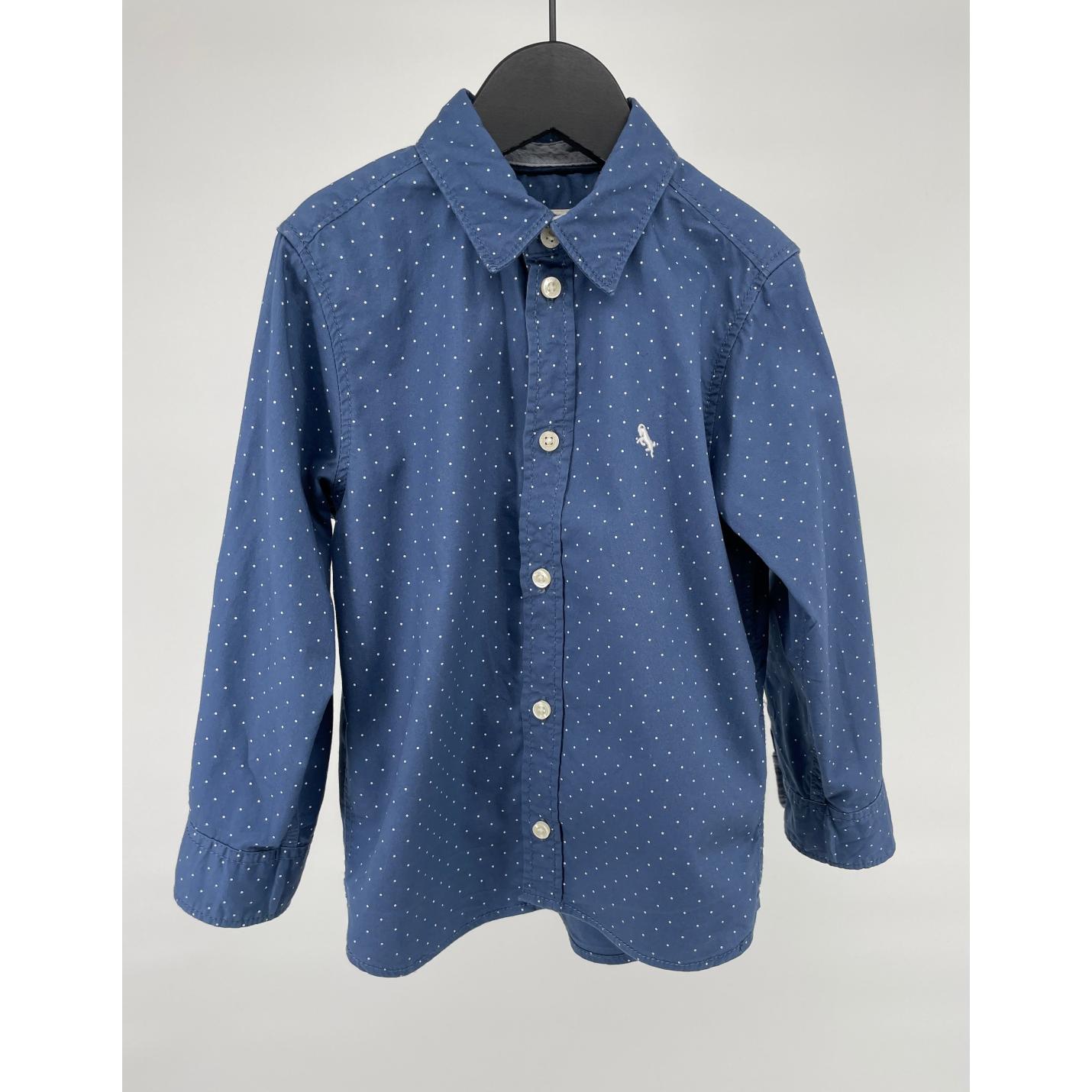 Overhemd Blauw Witte Stippen Maat 104