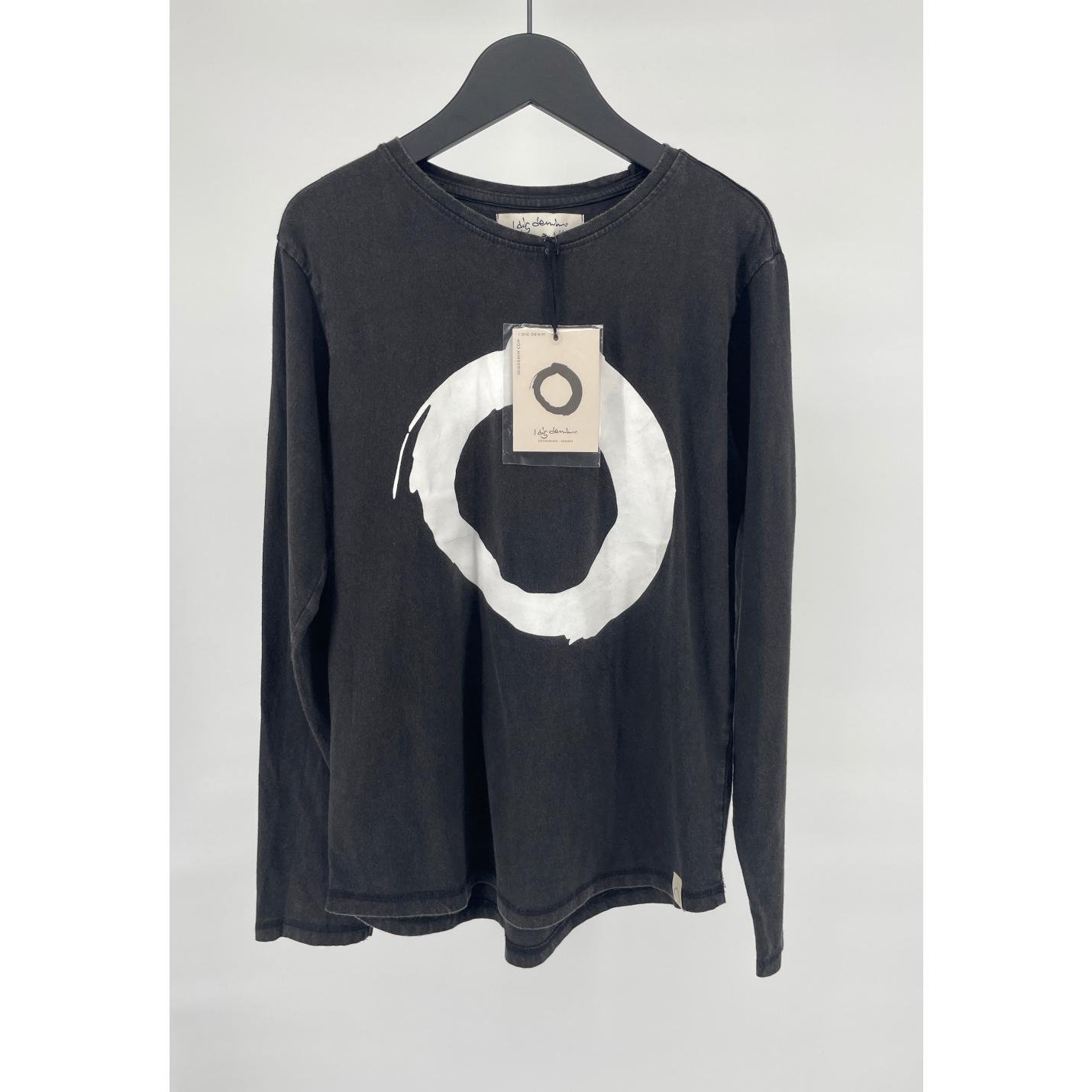 Longsleeve Zwart met Witte Print Maat 146 / 152