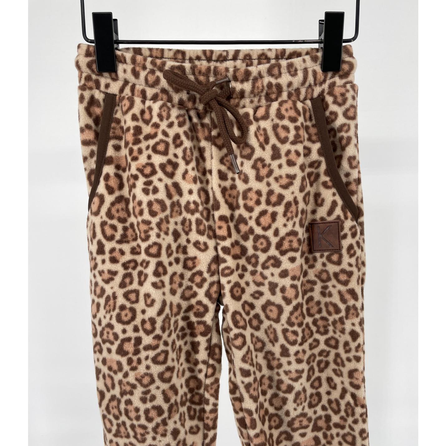 Joggingbroek Fleece Bruin Luipaard Maat 98; Afbeelding: 4