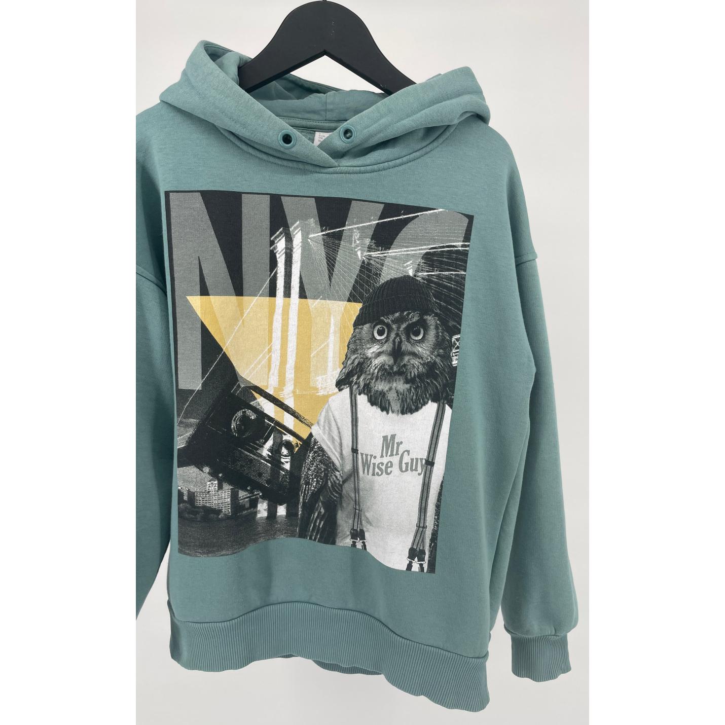 Hoodie Groen met Print Maat 146 / 152; Afbeelding: 3
