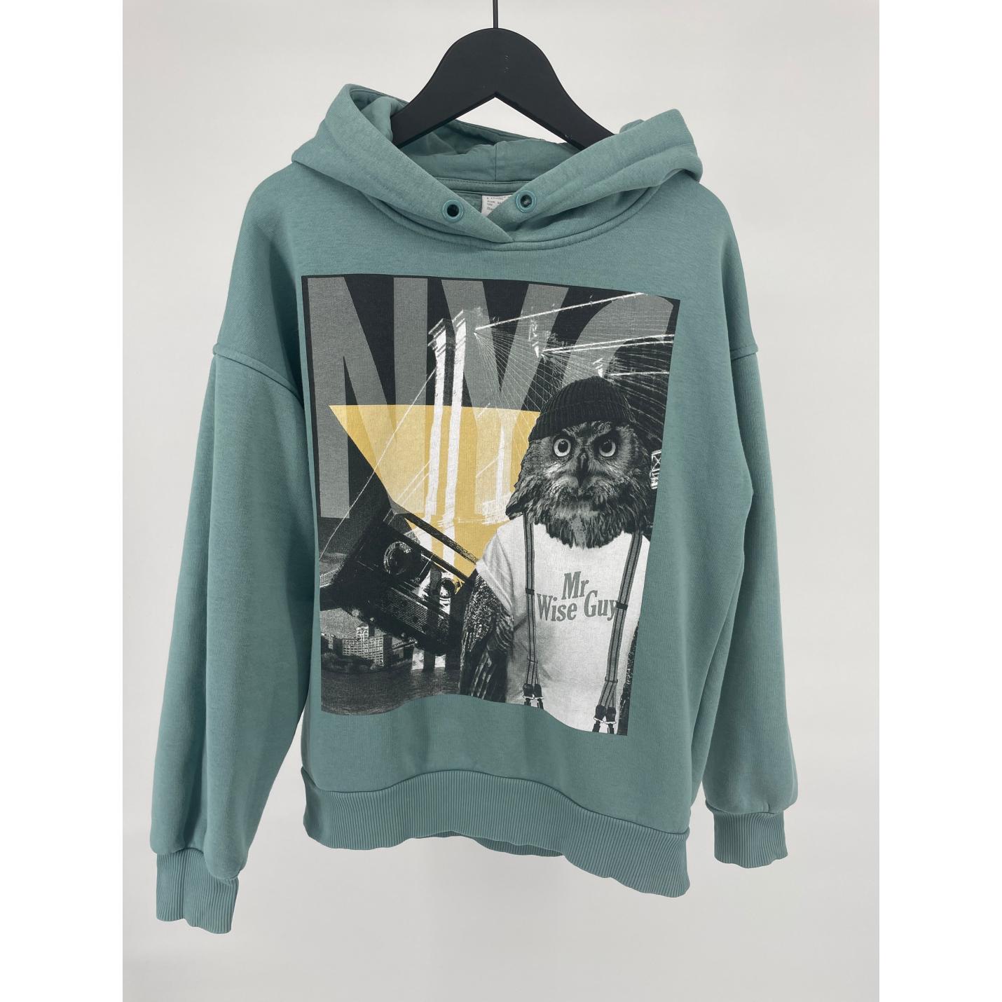 Hoodie Groen met Print Maat 146 / 152