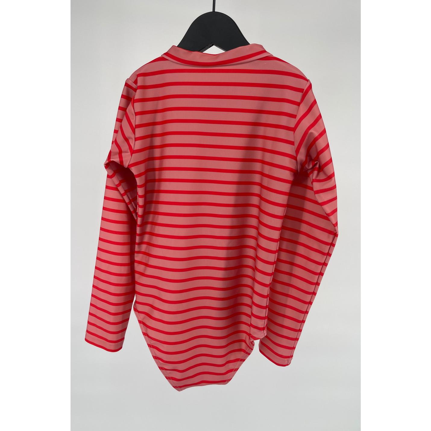 Badpak Lange Mouwen Roze Rood Gestreept Maat 134 / 140; Afbeelding: 2