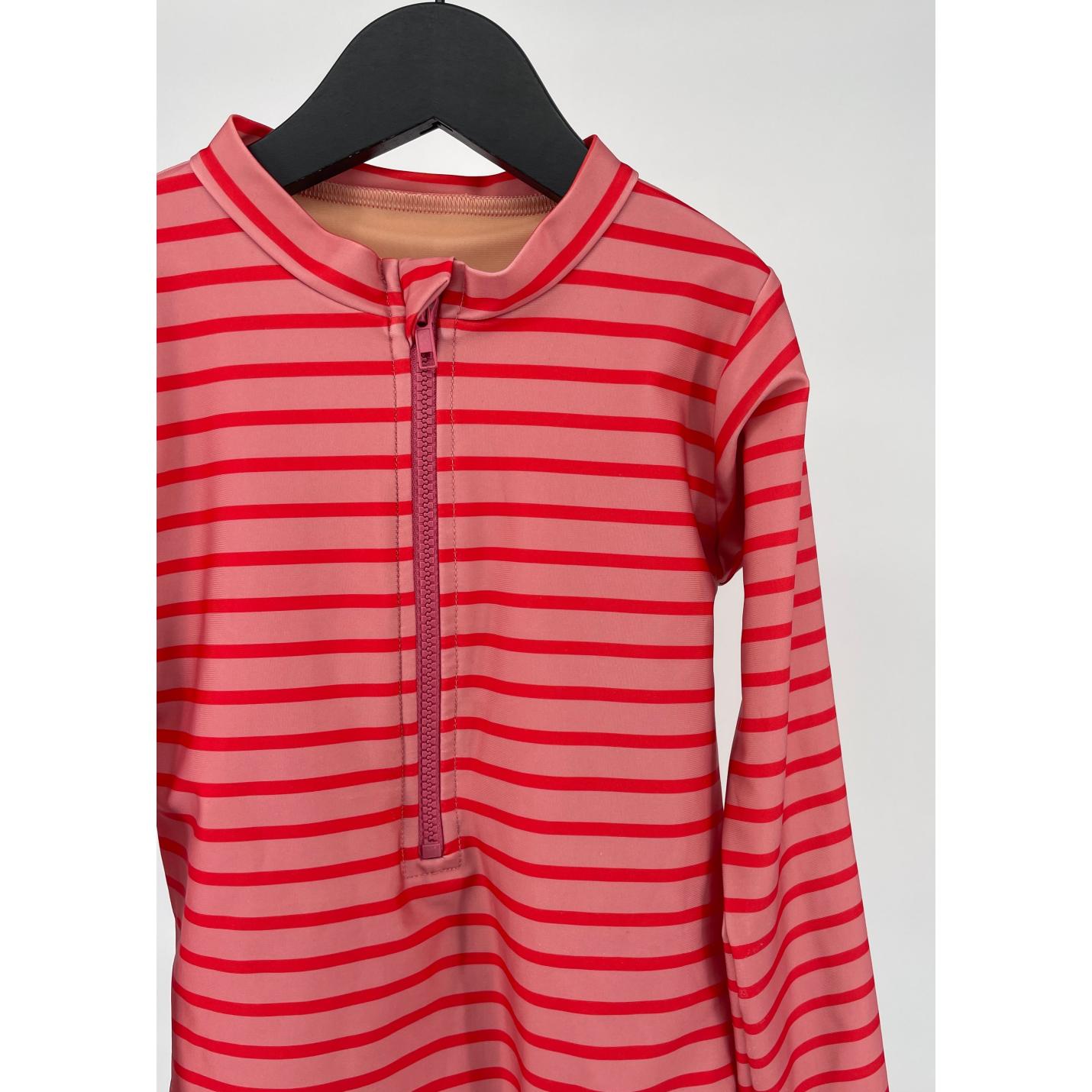 Badpak Lange Mouwen Roze Rood Gestreept Maat 134 / 140; Afbeelding: 3