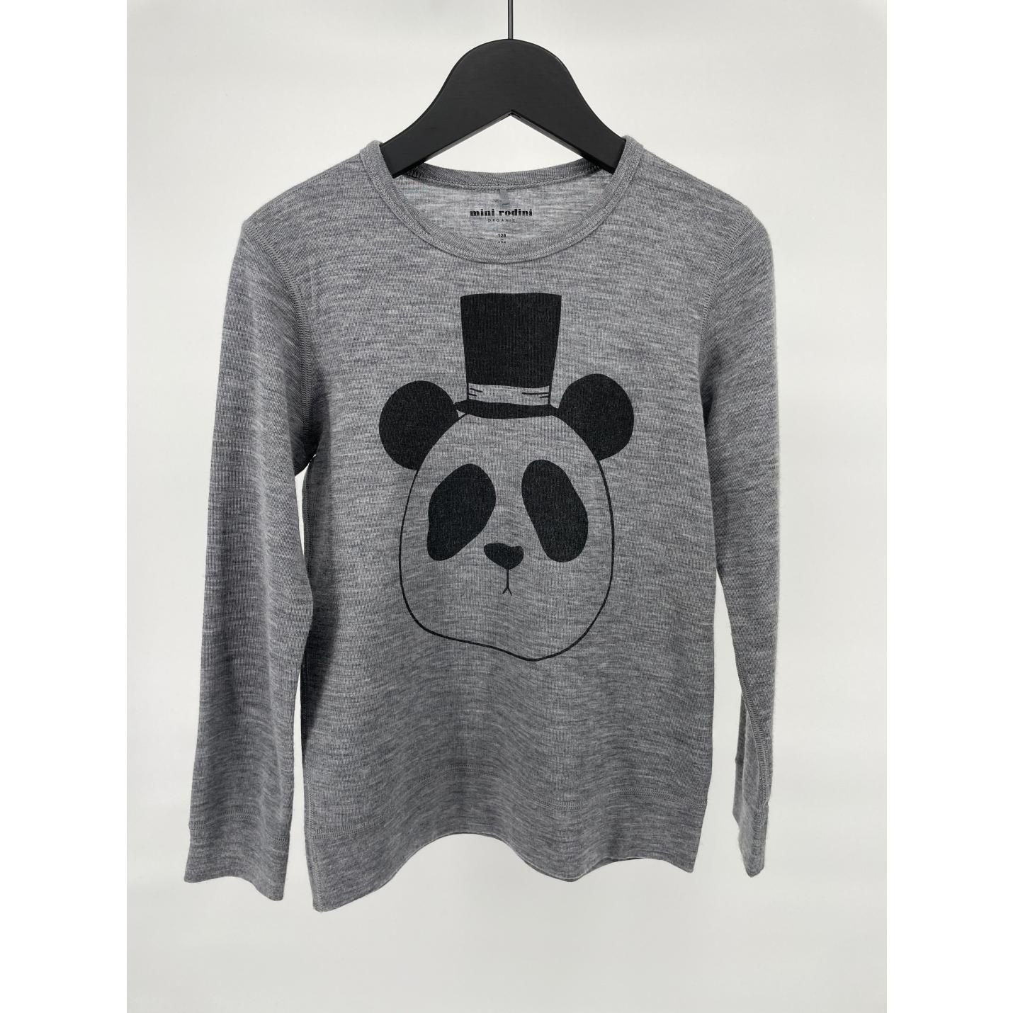Longsleeve Wol Grijs Panda Maat 128 / 134