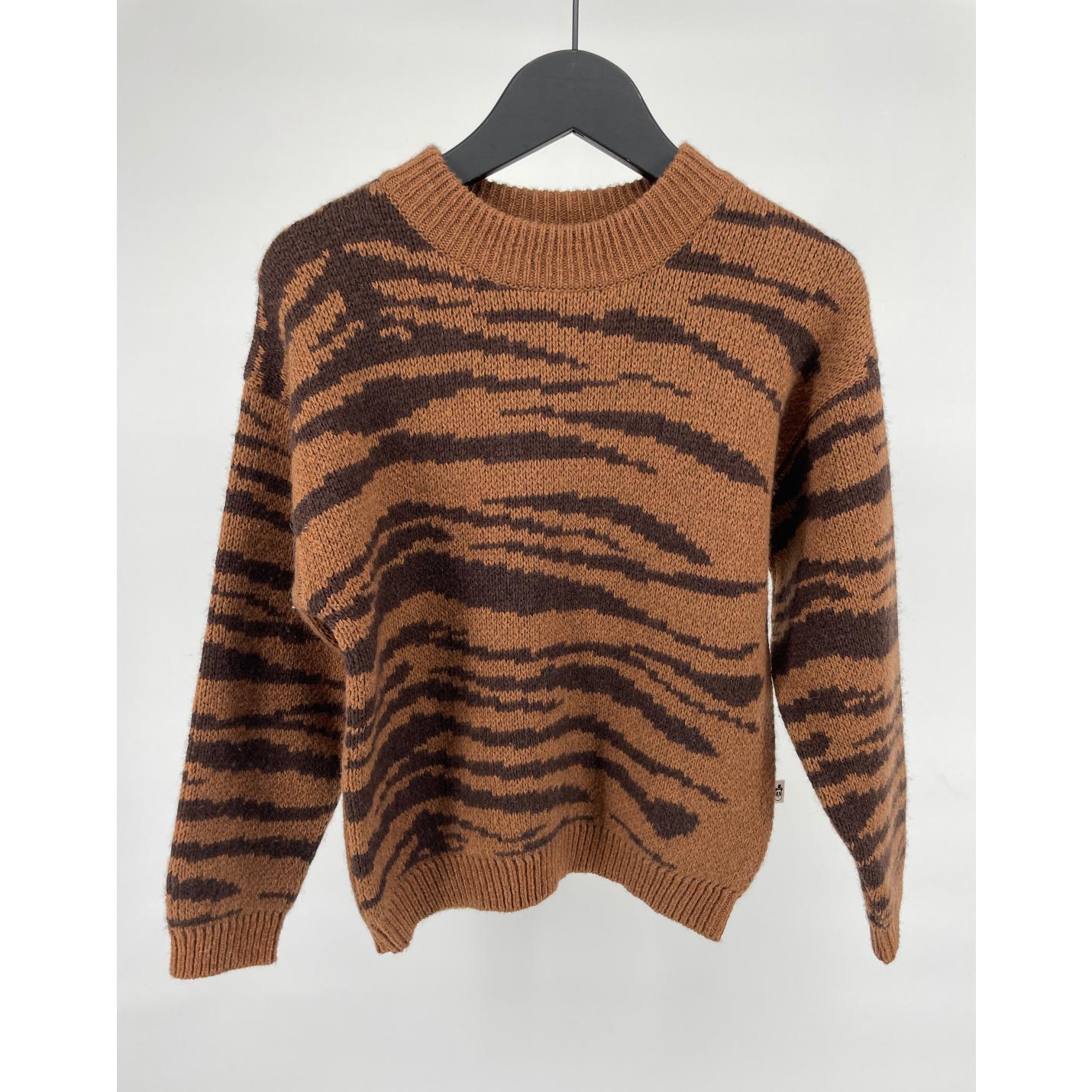 Trui Bruin Tijger Wol Gebreid Maat 116 / 122; Afbeelding: 2