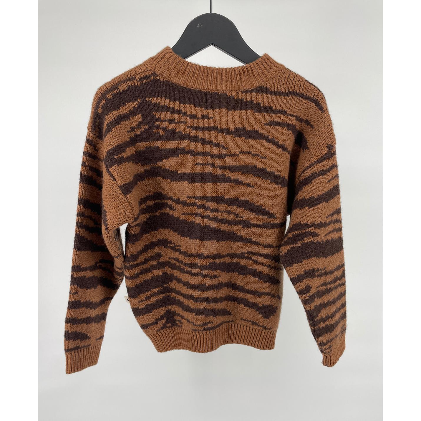 Trui Bruin Tijger Wol Gebreid Maat 116 / 122; Afbeelding: 3