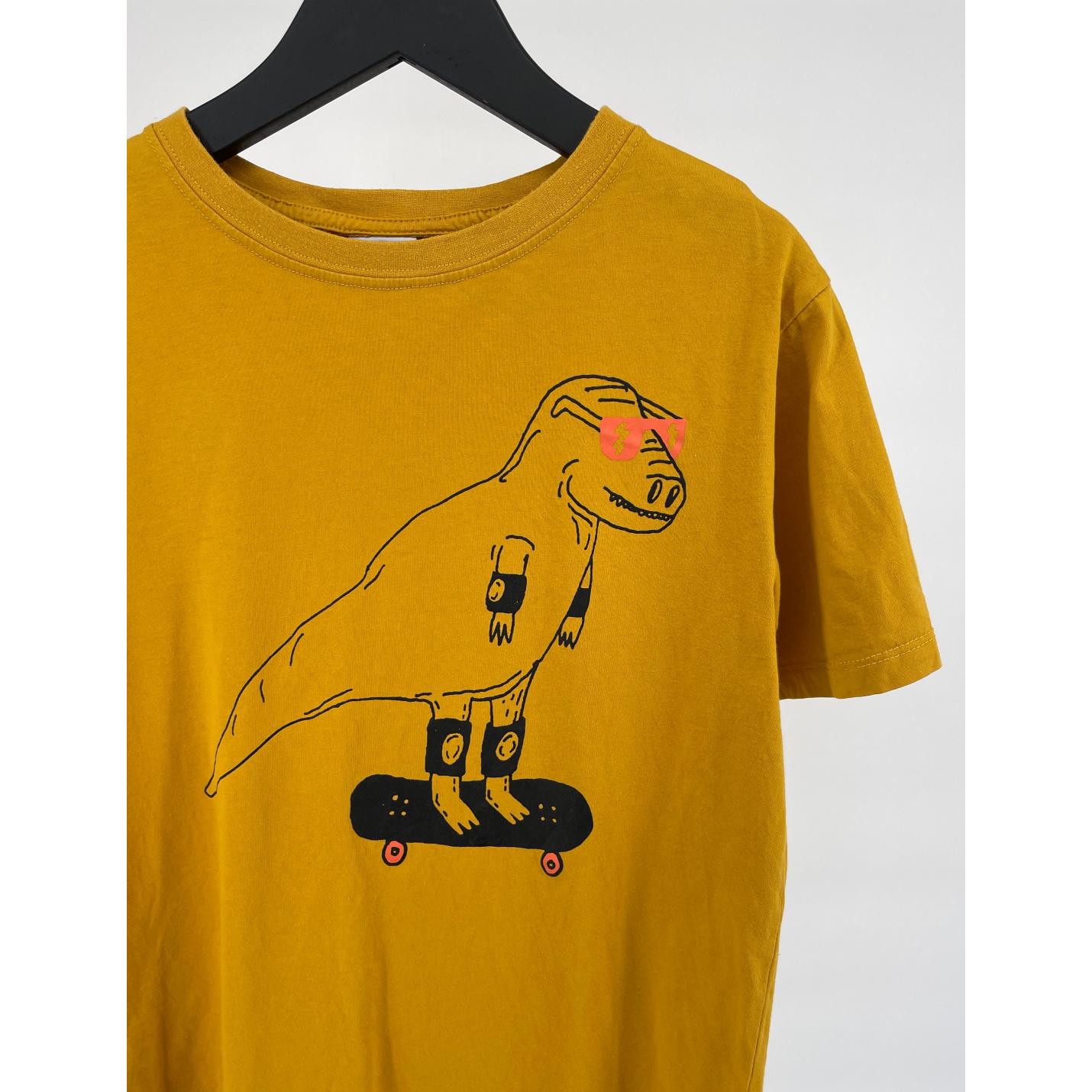T-shirt Geel Dino op Skateboard Maat 152; Afbeelding: 3
