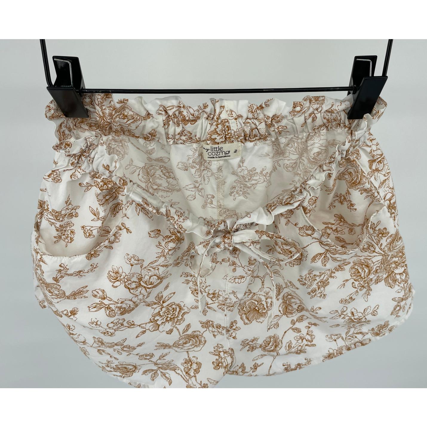 Korte Broek Beige Bruine Bloemetjes Maat 128; Afbeelding: 4