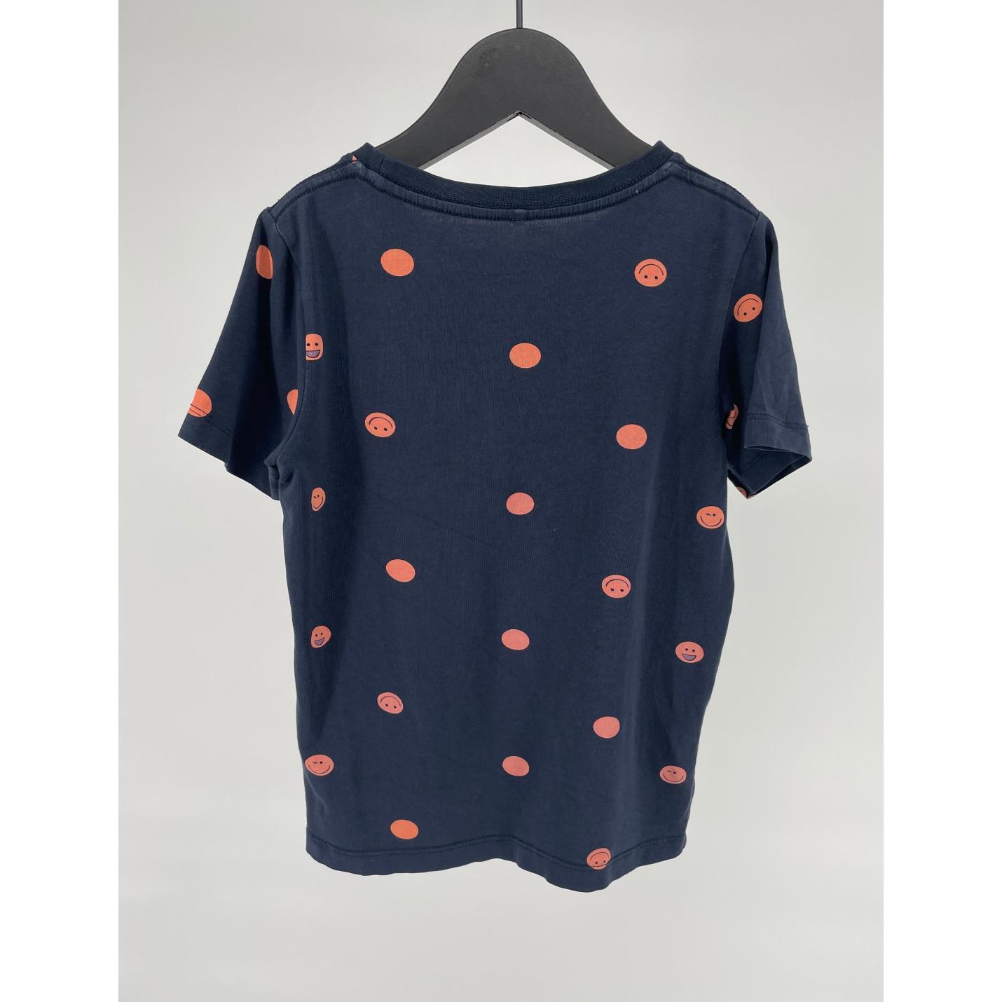 T-shirt Donkerblauw Roze Stippen Smilies Maat 116; Afbeelding: 2