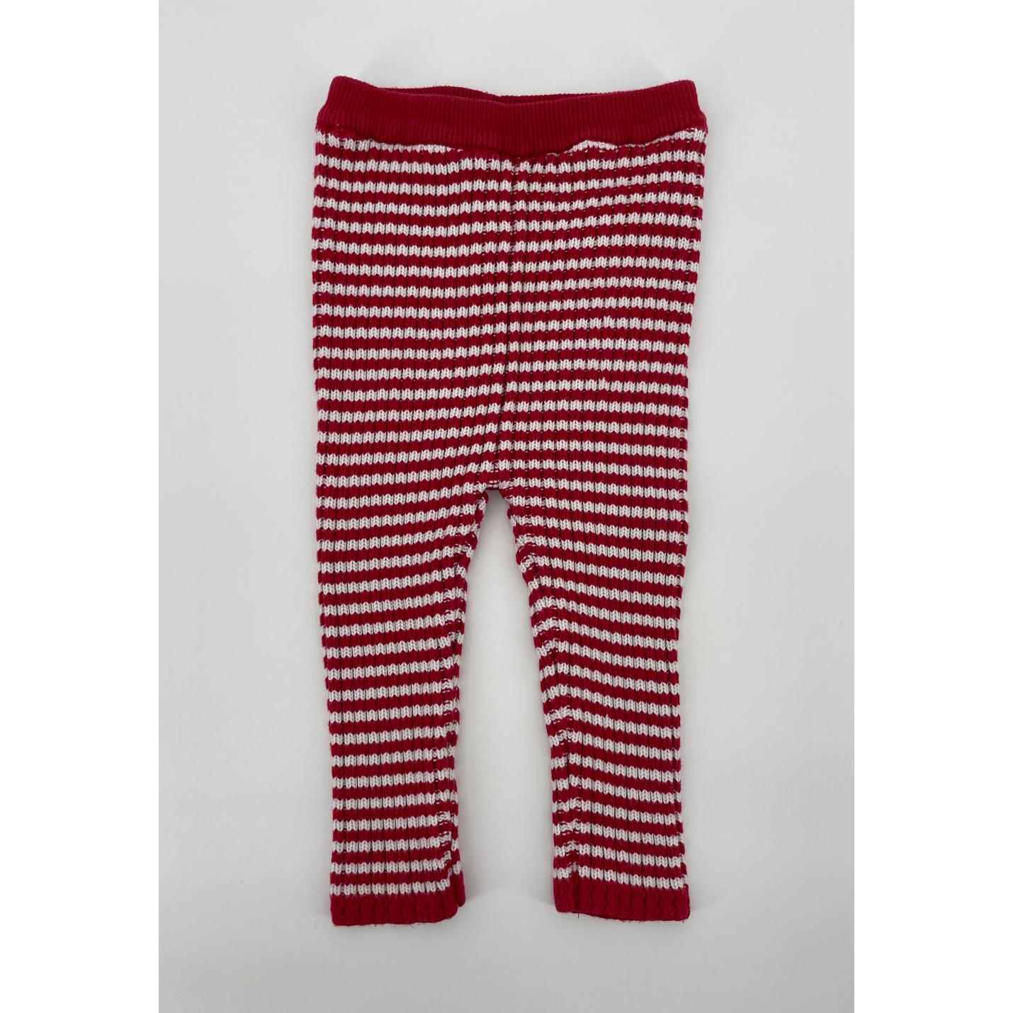 Broek Rood Wit Gestreept Gebreid Maat 74 / 80