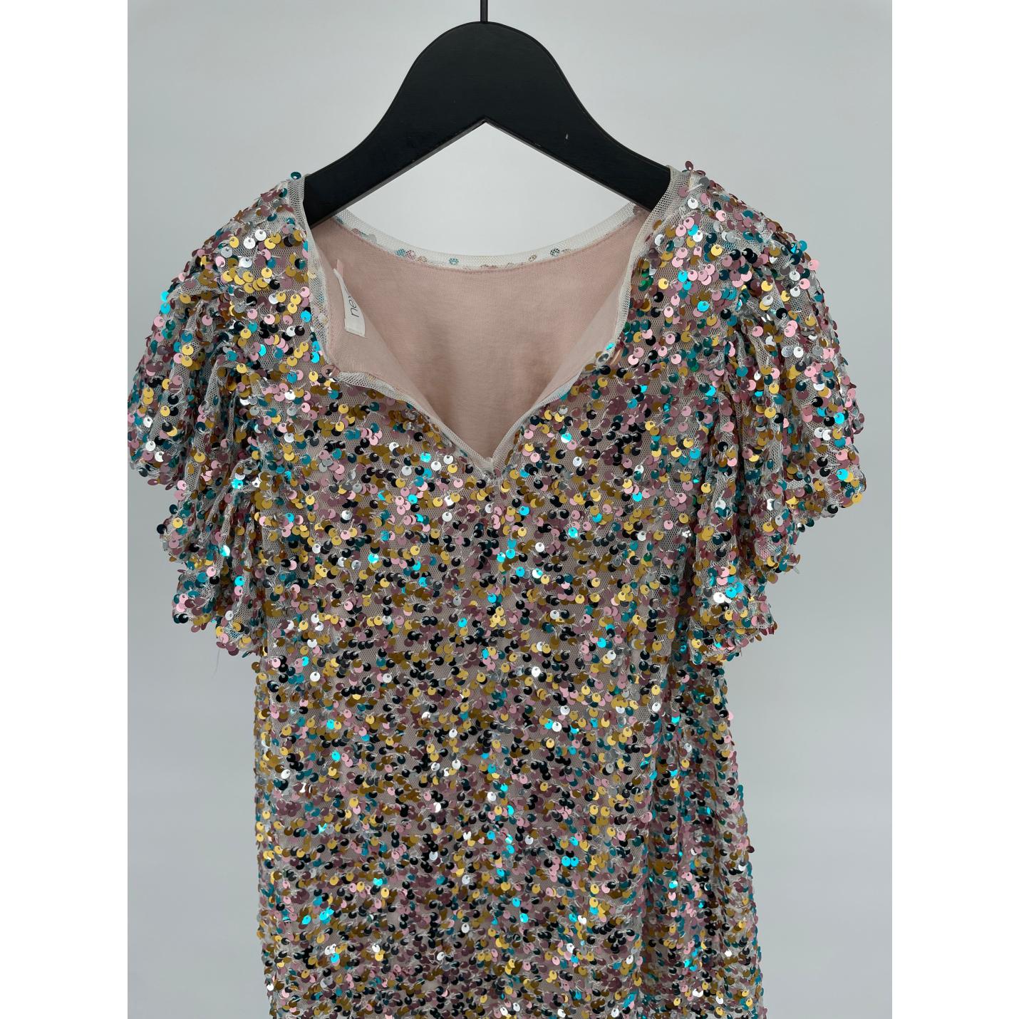Jurk Multi Color Pailletten Feestelijk Maat 104; Afbeelding: 4