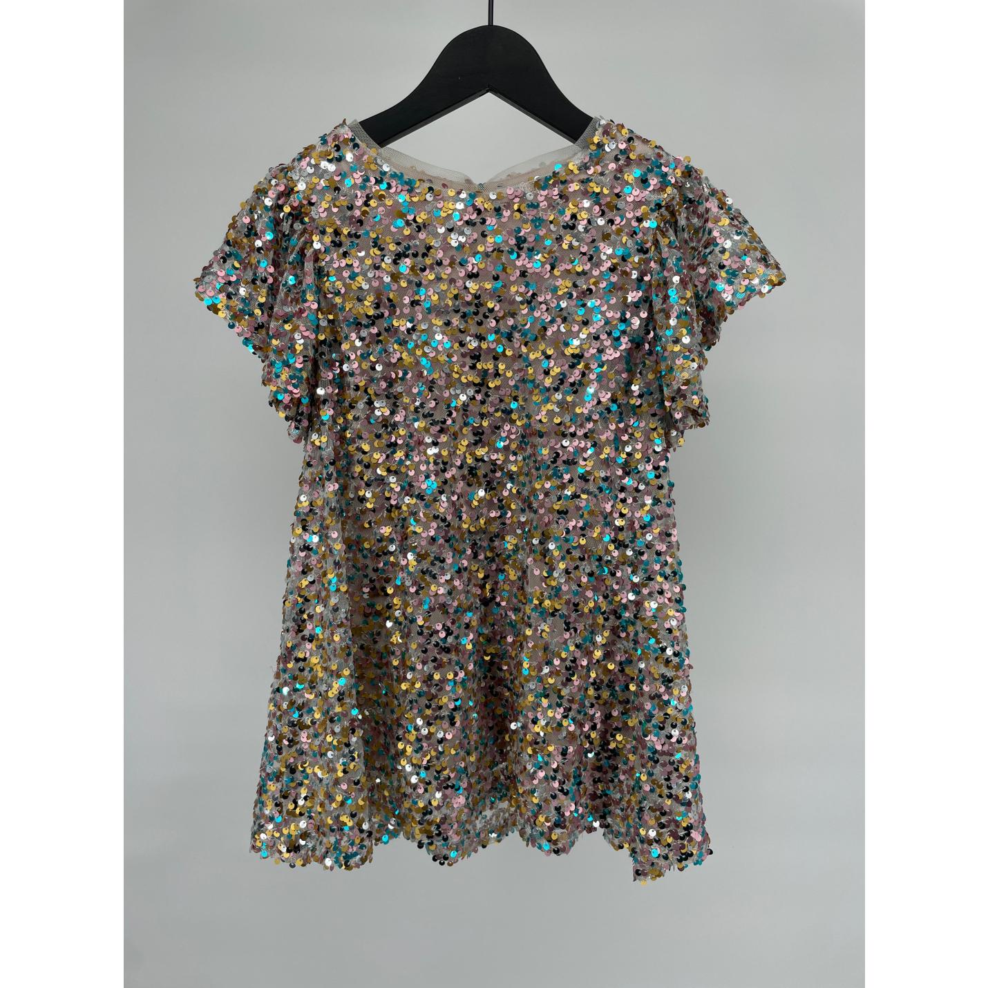 Jurk Multi Color Pailletten Feestelijk Maat 104