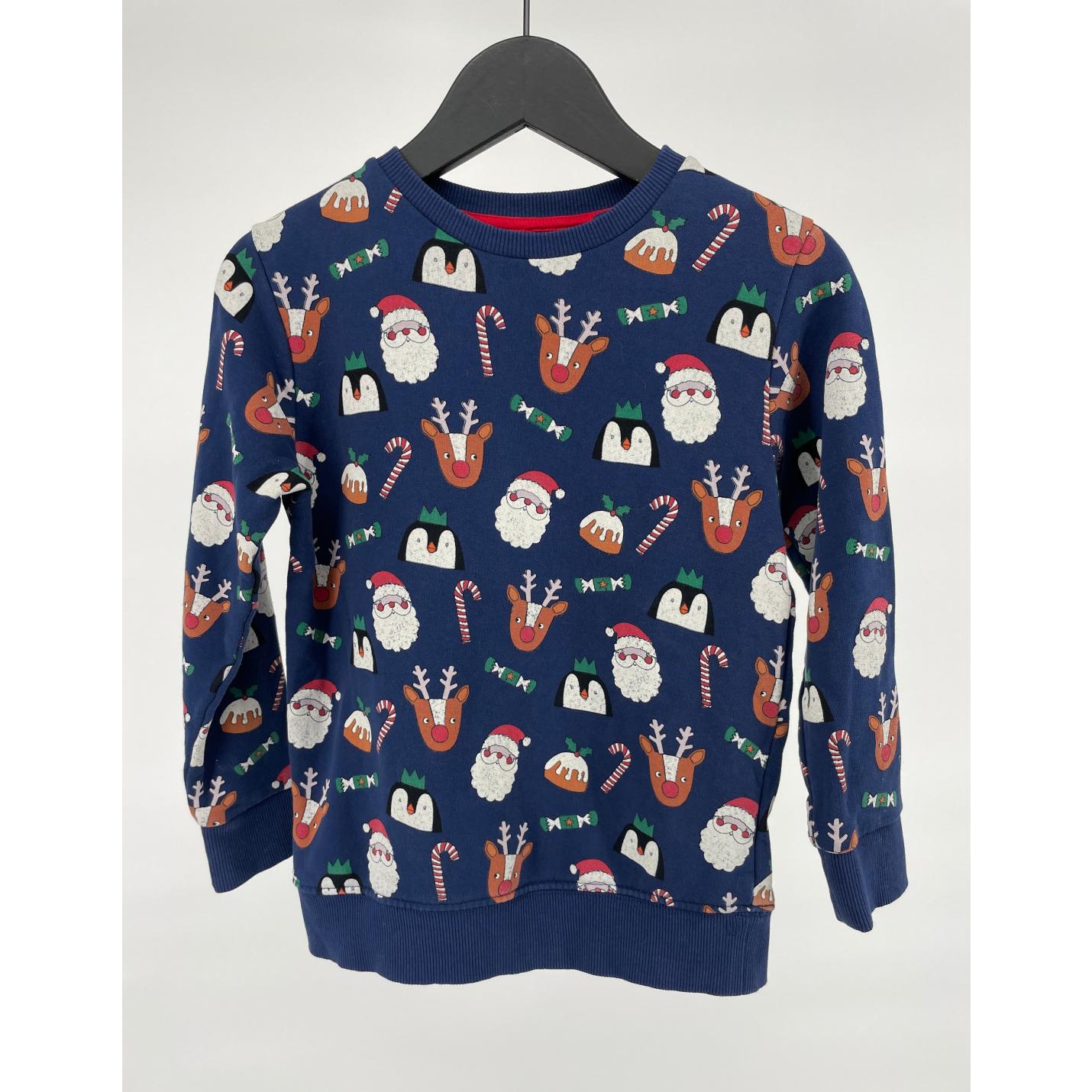 Kerst Trui Donkerblauw met Print - 116 - Goed