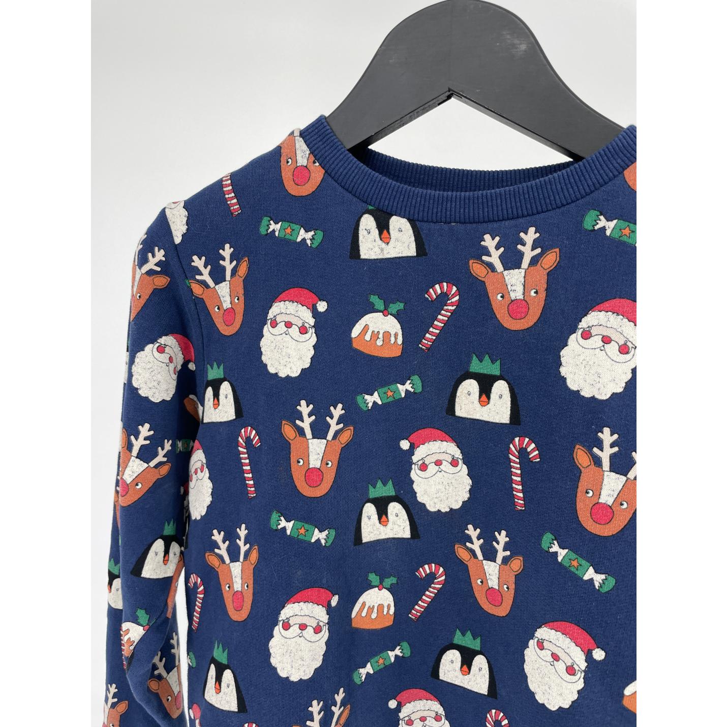 Kerst Trui Donkerblauw met Print - 116 - Goed; Afbeelding: 4