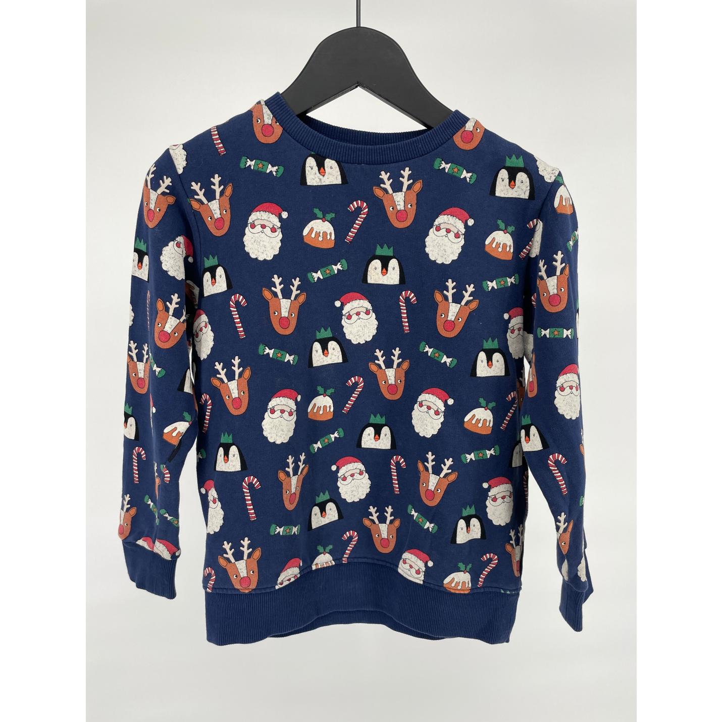 Kerst Trui Donkerblauw met Print - 116 - Goed; Afbeelding: 2