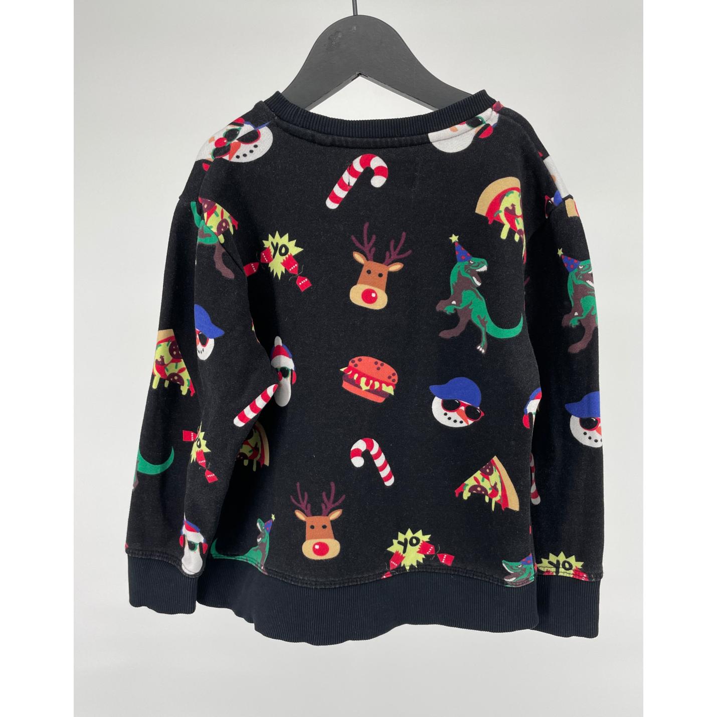 Kerst Trui Zwart met Print Maat 104; Afbeelding: 2