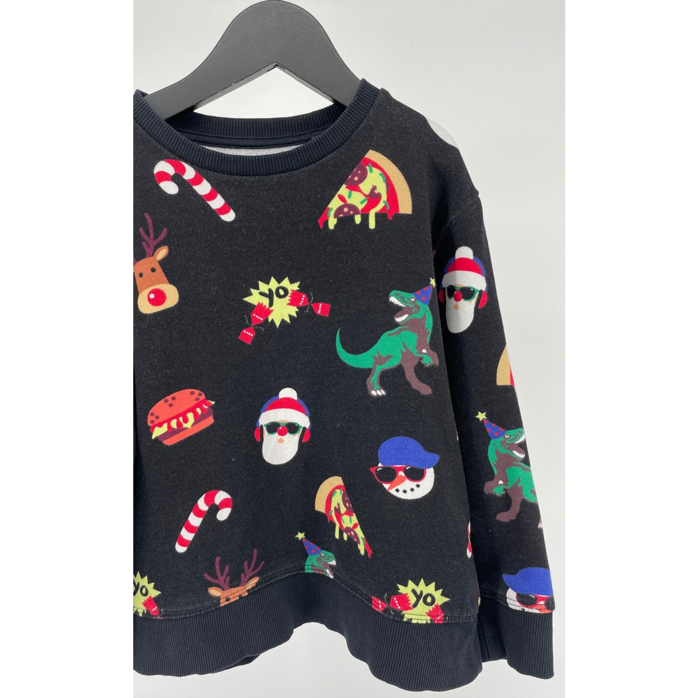 Kerst Trui Zwart met Print Maat 104; Afbeelding: 3
