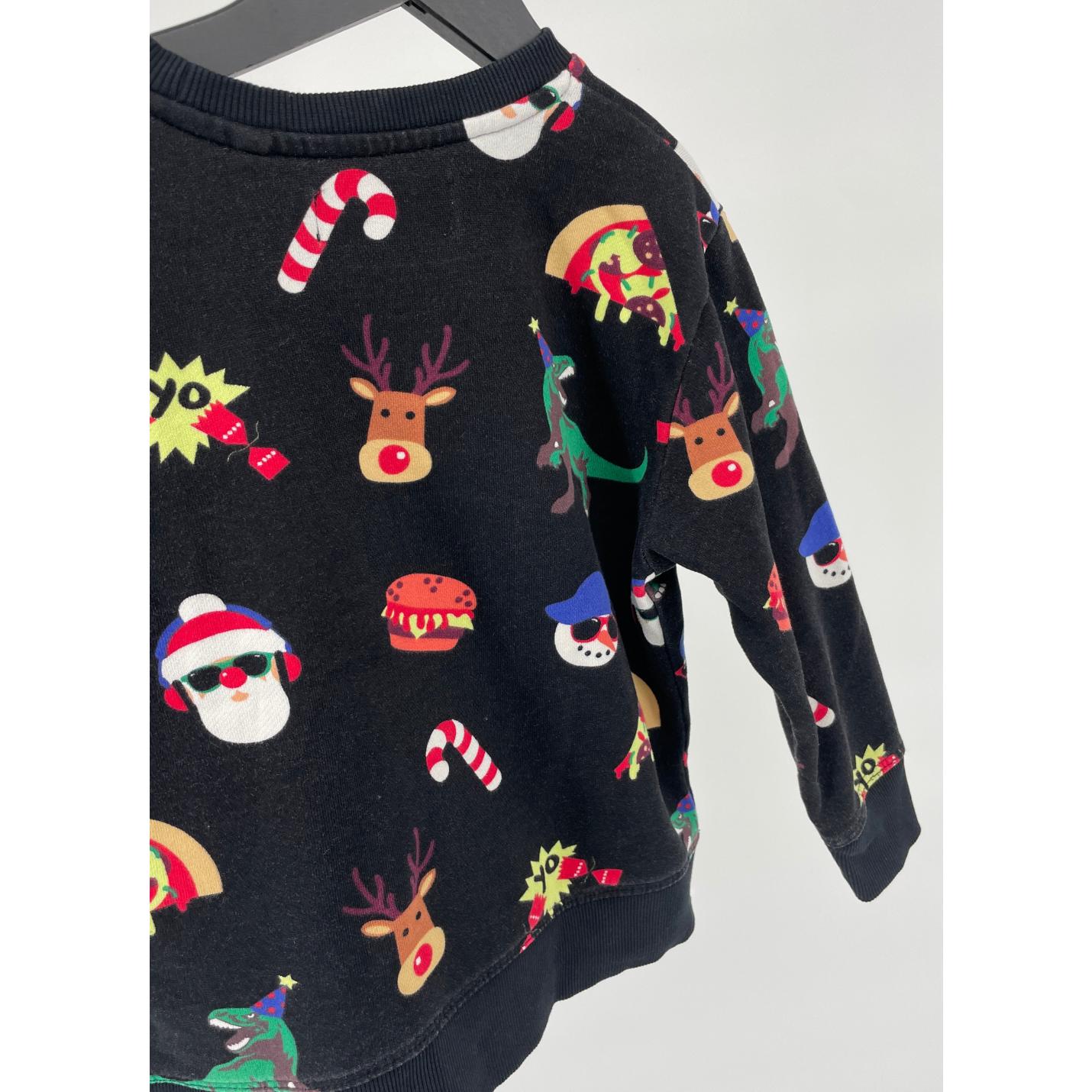 Kerst Trui Zwart met Print Maat 104; Afbeelding: 4