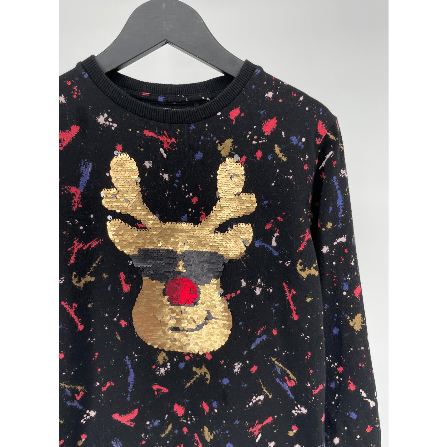 Longsleeve Zwart Pailletten Rendier - 116 - Goed; Afbeelding: 4