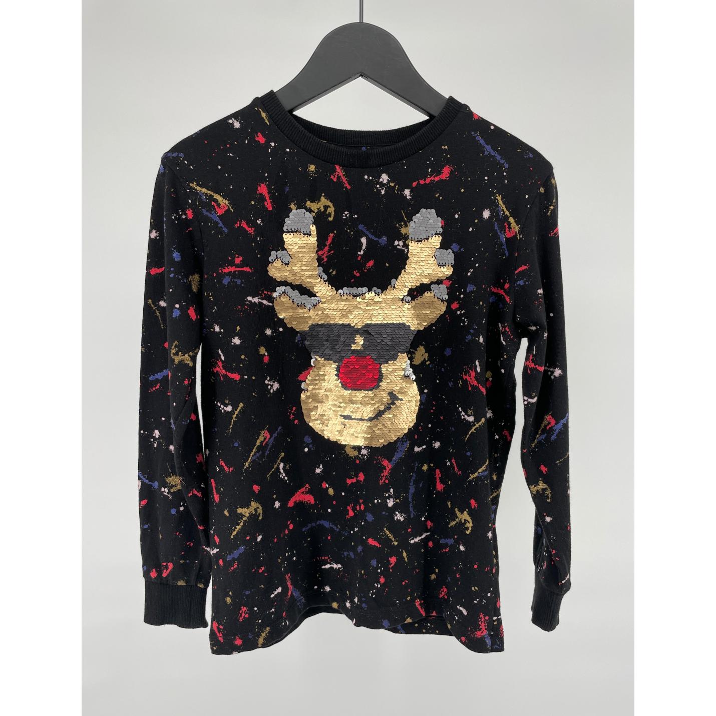 Longsleeve Zwart Pailletten Rendier - 116 - Goed; Afbeelding: 5