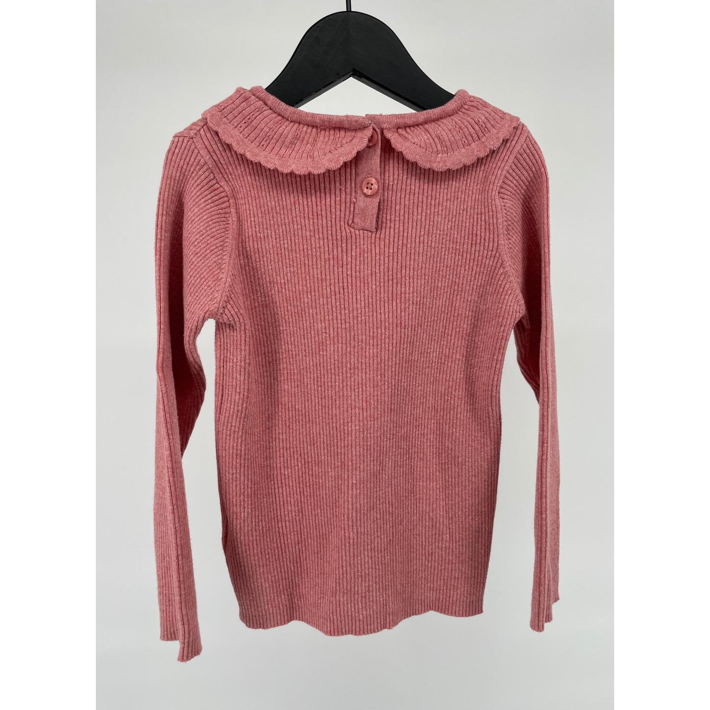 Top Roze Rib Kraagje Maat 104; Afbeelding: 2