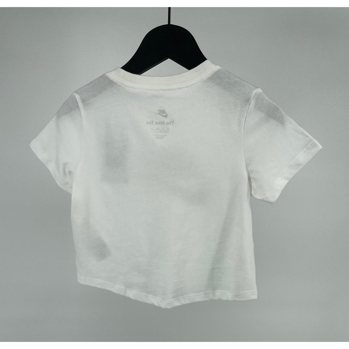 Cropped T-shirt Wit met Zwart Logo Maat 122 / 128; Afbeelding: 2
