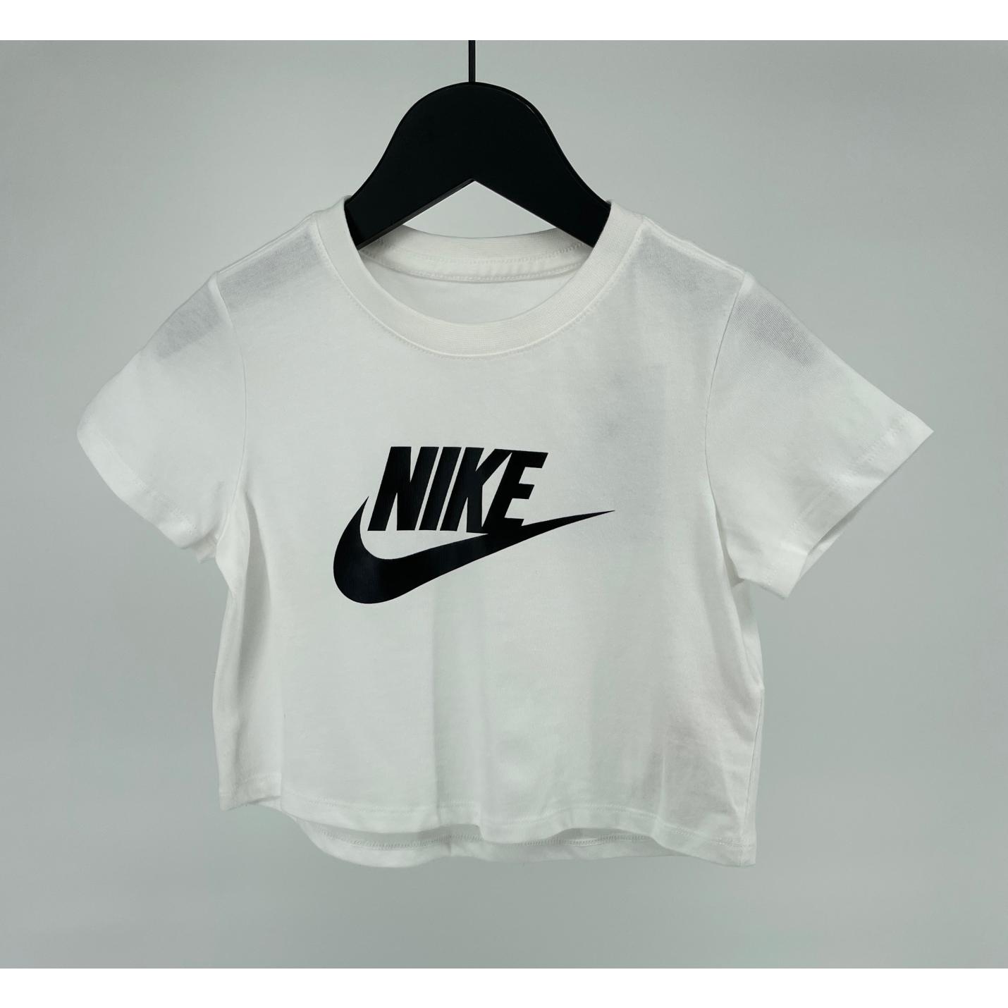 Cropped T-shirt Wit met Zwart Logo Maat 122 / 128; Afbeelding: 3