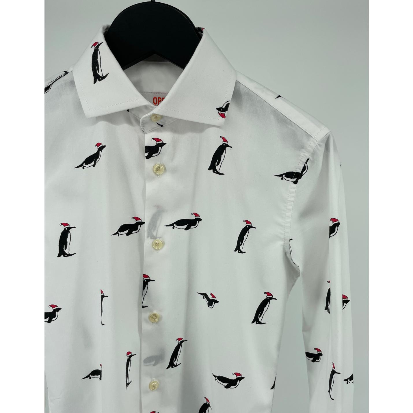 Overhemd Wit Pinguin Kerstmuts Print Maat 134 / 140; Afbeelding: 3