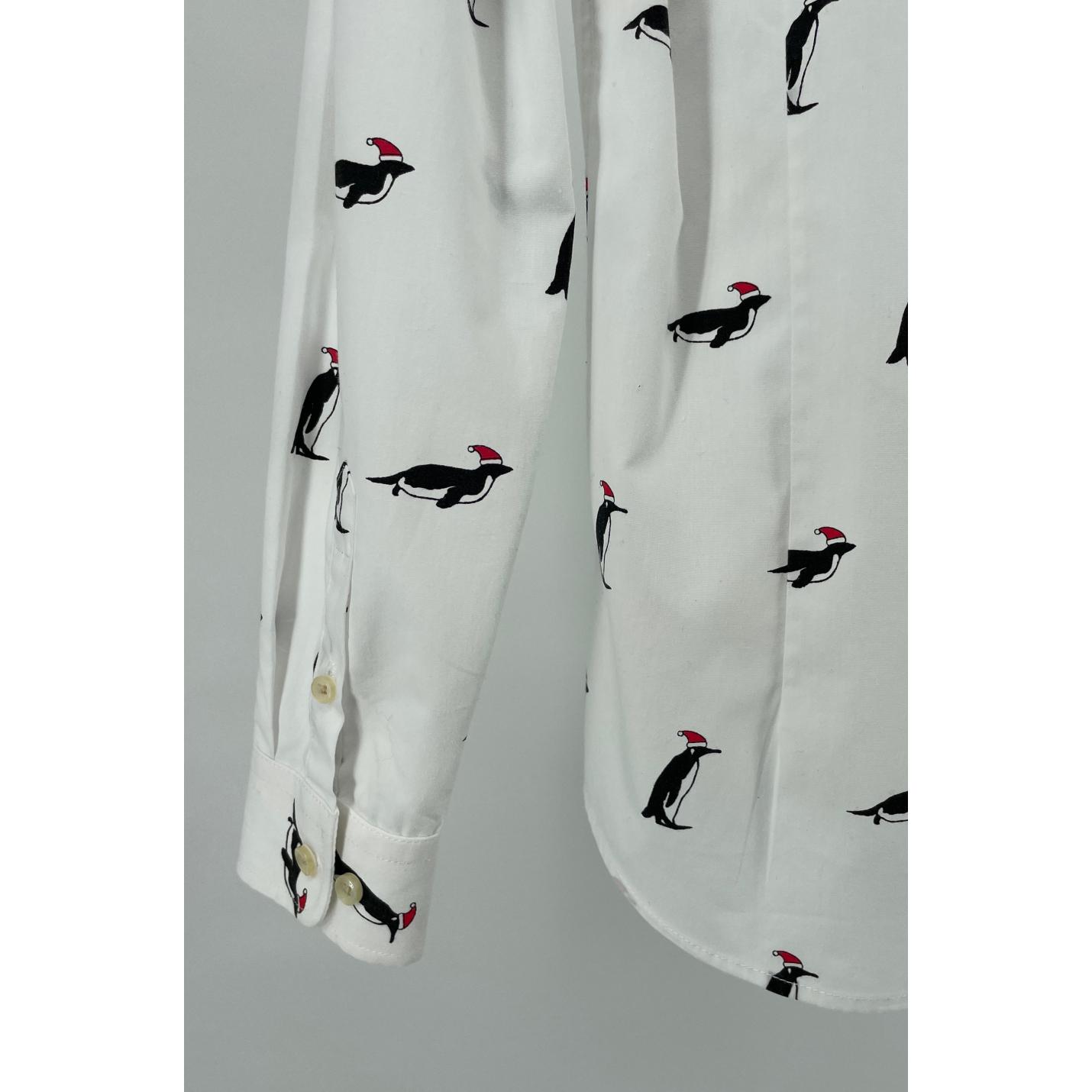 Overhemd Wit Pinguin Kerstmuts Print Maat 134 / 140; Afbeelding: 6